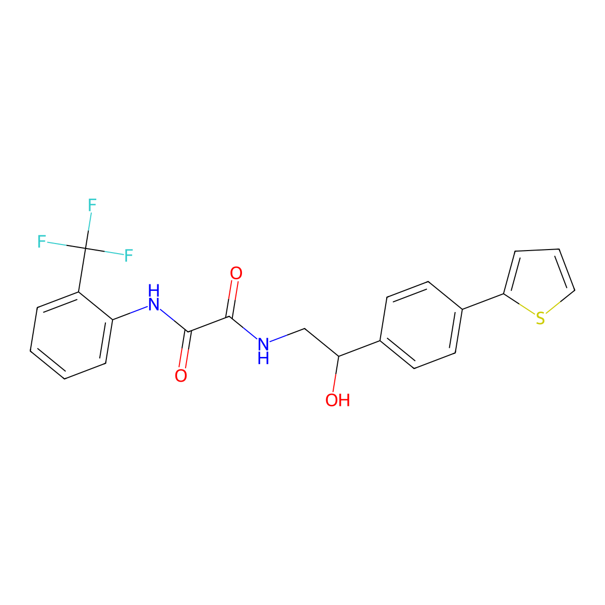 N'-{2-hydroxy-2-[4-(thiophen-2-yl)phenyl]ethyl}-N-[2-(trifluoromethyl)phenyl]ethanediamide molecular structure, CAS 2380190-18-9