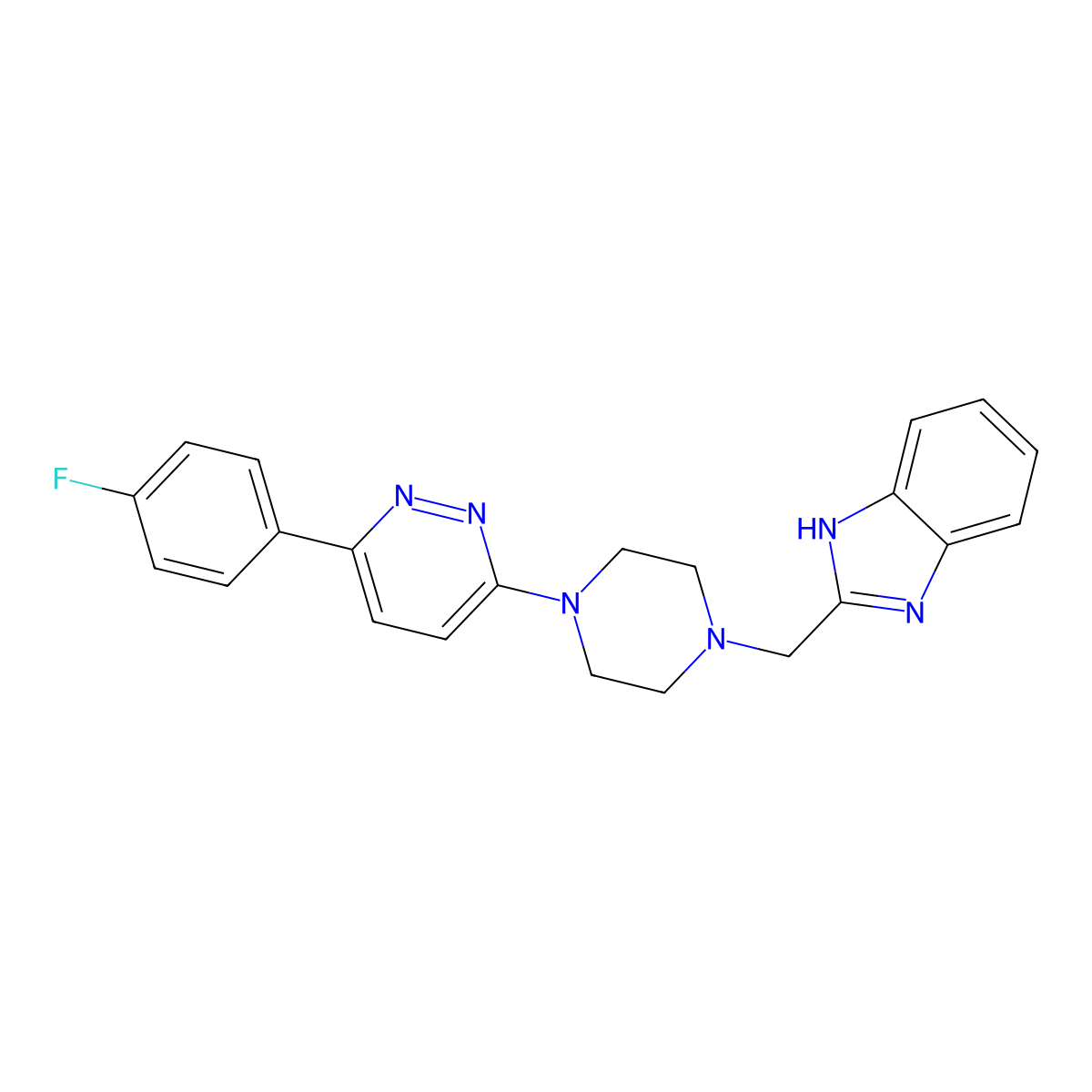 2-({4-[6-(4-fluorophenyl)pyridazin-3-yl]piperazin-1-yl}methyl)-1H-1,3-benzodiazole molecular structure, CAS 2380190-19-0