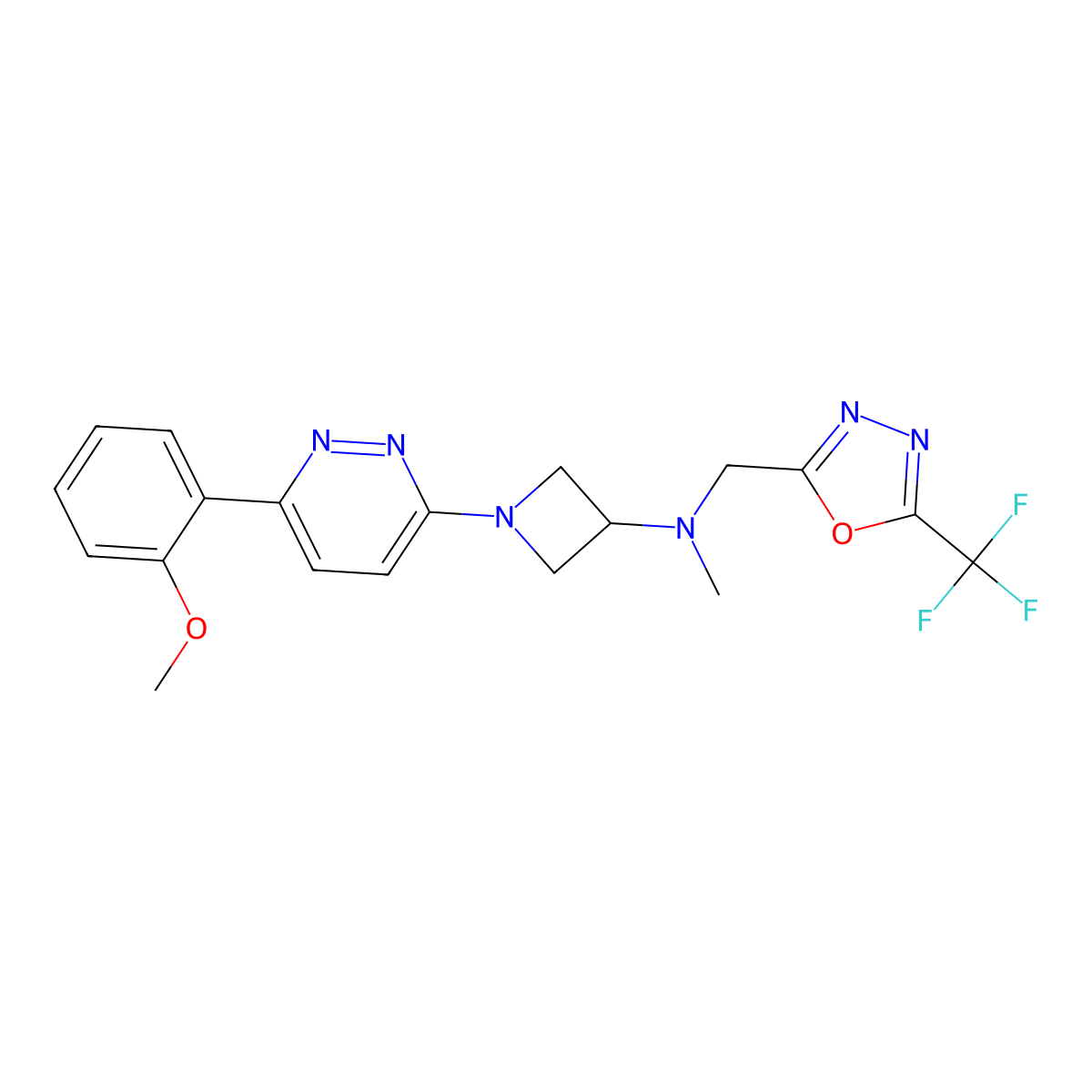 1-[6-(2-methoxyphenyl)pyridazin-3-yl]-N-methyl-N-{[5-(trifluoromethyl)-1,3,4-oxadiazol-2-yl]methyl}azetidin-3-amine molecular structure, CAS 2380190-22-5