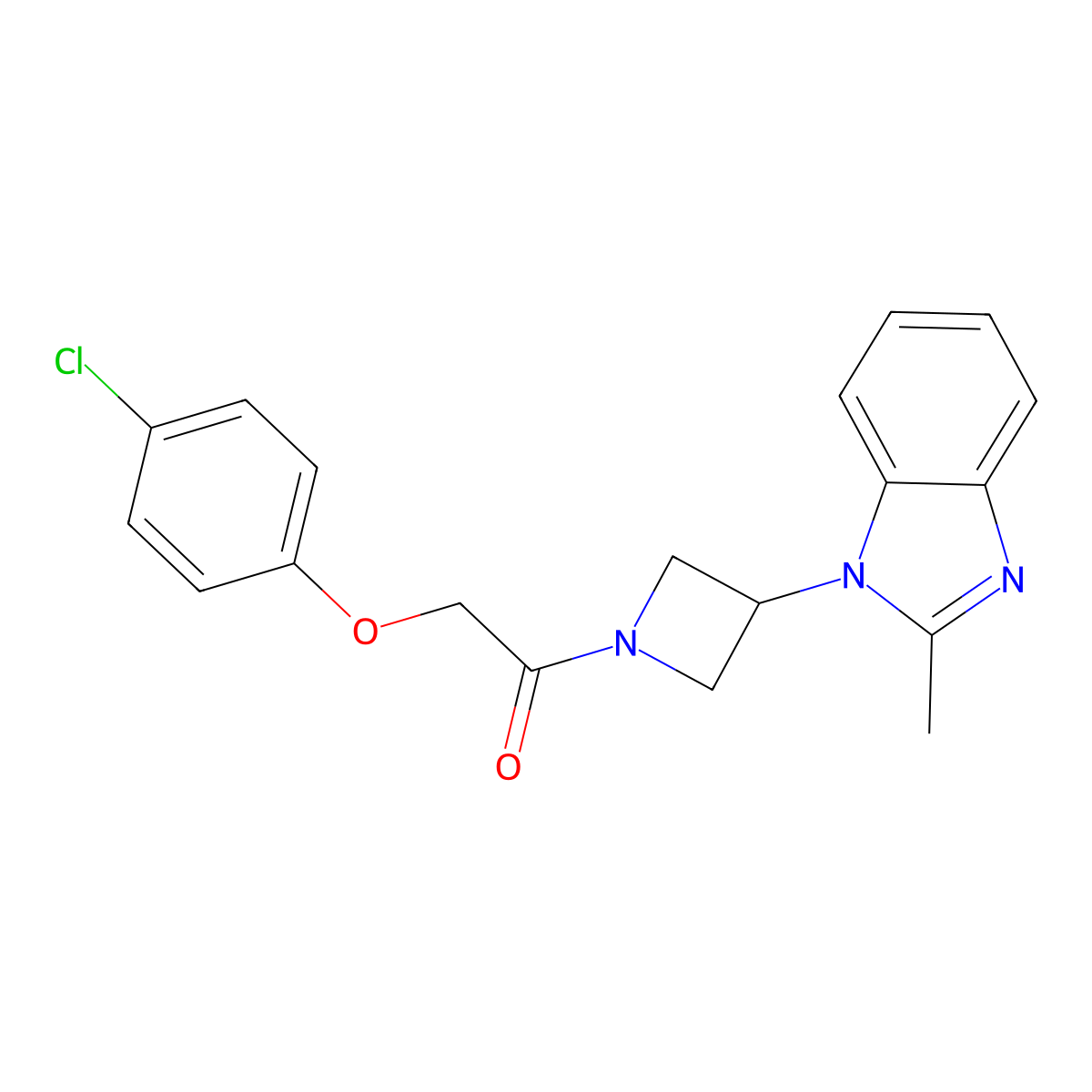 2-(4-chlorophenoxy)-1-[3-(2-methyl-1H-1,3-benzodiazol-1-yl)azetidin-1-yl]ethan-1-one molecular structure, CAS 2380190-24-7