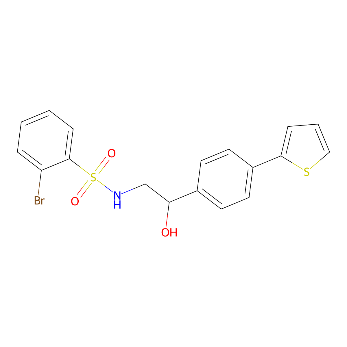 2-bromo-N-{2-hydroxy-2-[4-(thiophen-2-yl)phenyl]ethyl}benzene-1-sulfonamide molecular structure, CAS 2380190-29-2
