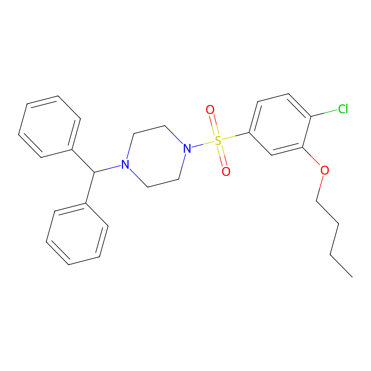 1-(3-Butoxy-4-chlorobenzenesulfonyl)-4-(diphenylmethyl)piperazine molecular structure, CAS 2380190-31-6