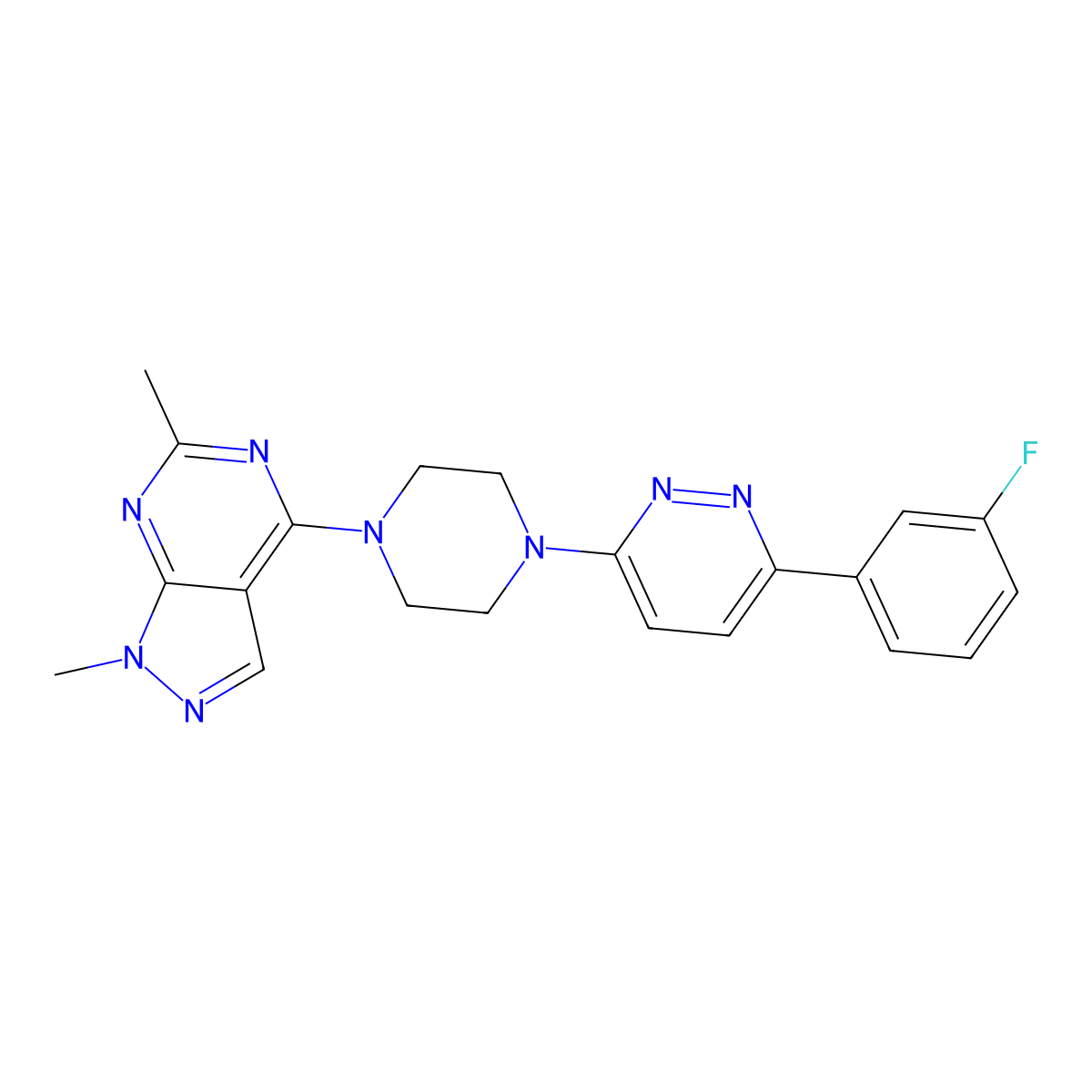 3-(4-{1,6-dimethyl-1H-pyrazolo[3,4-d]pyrimidin-4-yl}piperazin-1-yl)-6-(3-fluorophenyl)pyridazine molecular structure, CAS 2380190-32-7