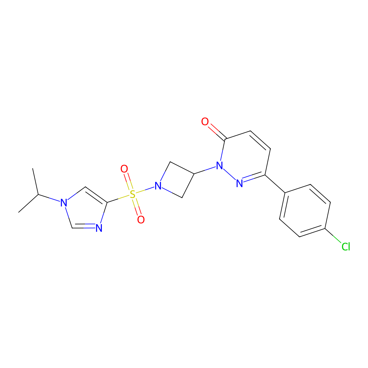 6-(4-chlorophenyl)-2-(1-{[1-(propan-2-yl)-1H-imidazol-4-yl]sulfonyl}azetidin-3-yl)-2,3-dihydropyridazin-3-one molecular structure, CAS 2380190-33-8