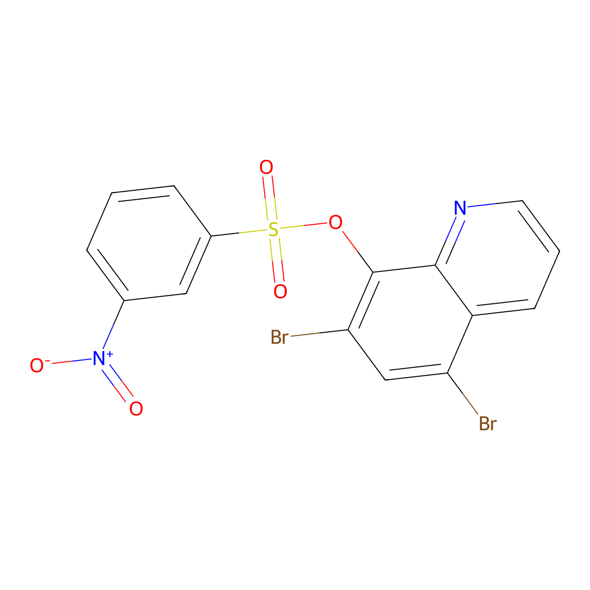 5,7-Dibromoquinolin-8-yl 3-nitrobenzene-1-sulfonate molecular structure, CAS 2380190-40-7
