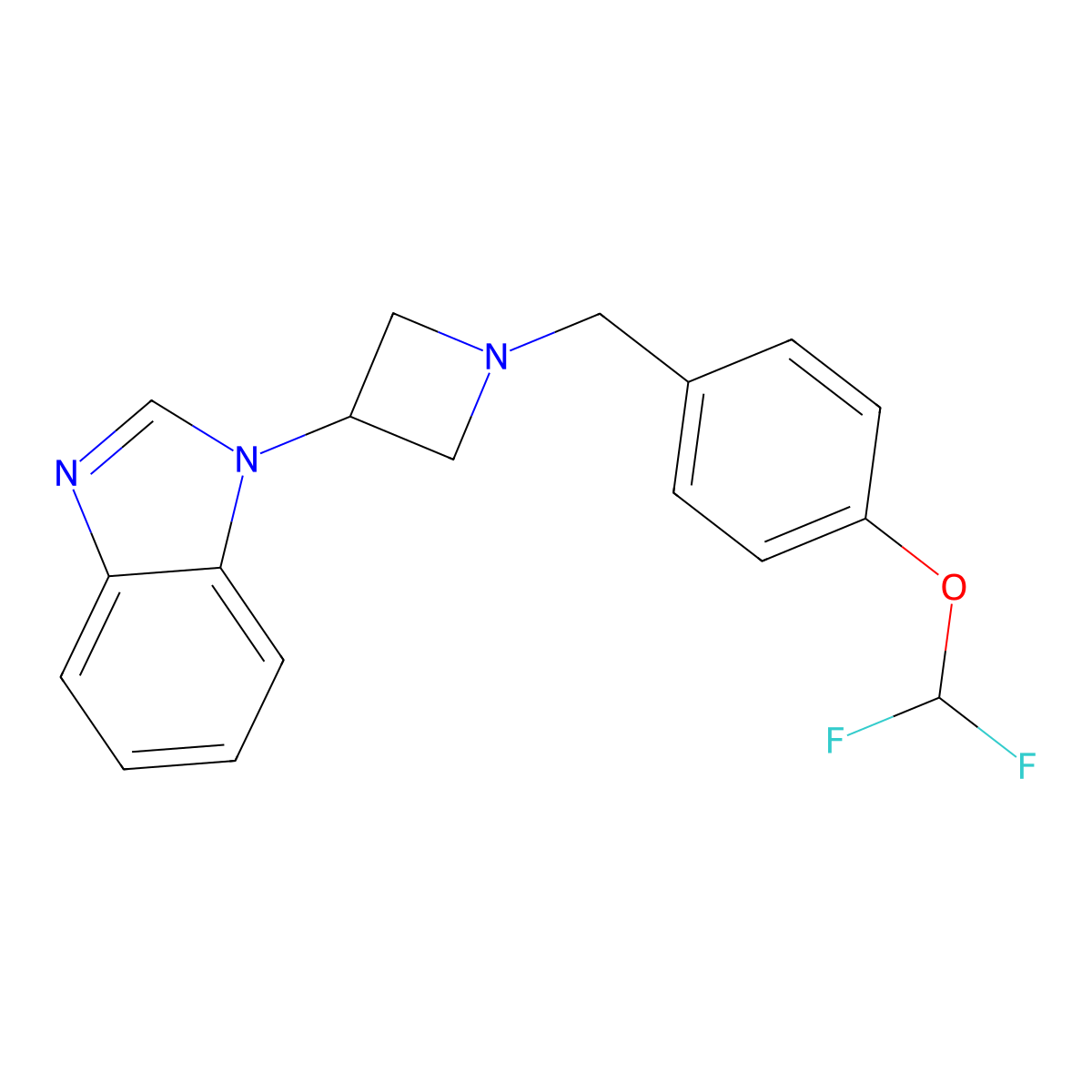 1-(1-{[4-(difluoromethoxy)phenyl]methyl}azetidin-3-yl)-1H-1,3-benzodiazole molecular structure, CAS 2380190-49-6