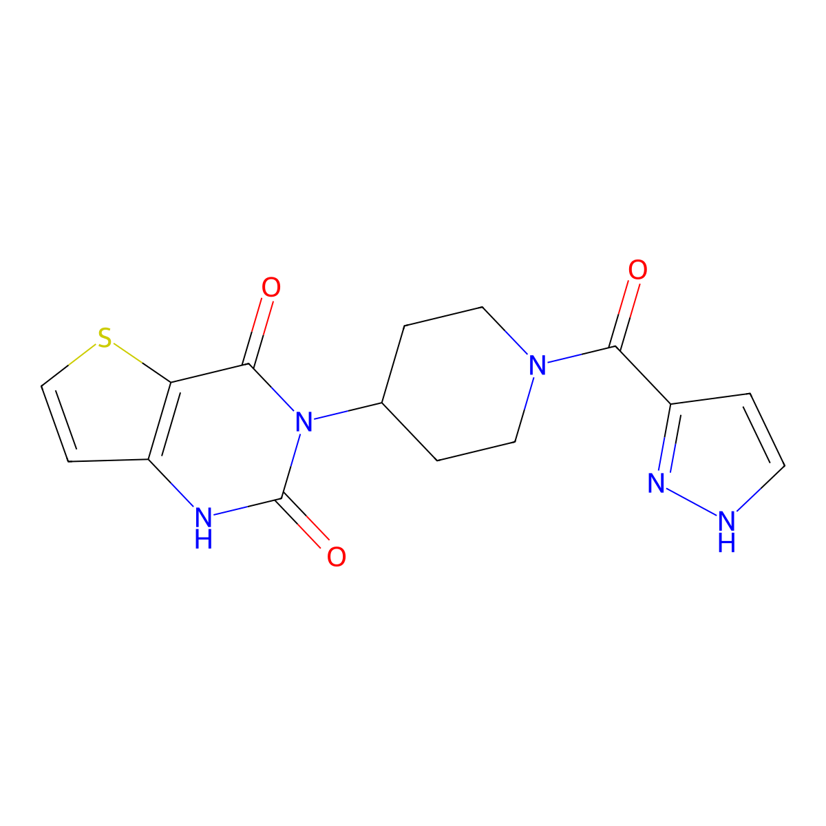 3-[1-(1H-pyrazole-3-carbonyl)piperidin-4-yl]-1H,2H,3H,4H-thieno[3,2-d]pyrimidine-2,4-dione molecular structure, CAS 2380190-50-9