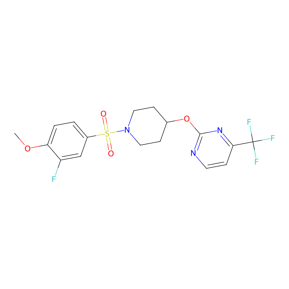 2-{[1-(3-Fluoro-4-methoxybenzenesulfonyl)piperidin-4-yl]oxy}-4-(trifluoromethyl)pyrimidine molecular structure, CAS 2380190-54-3