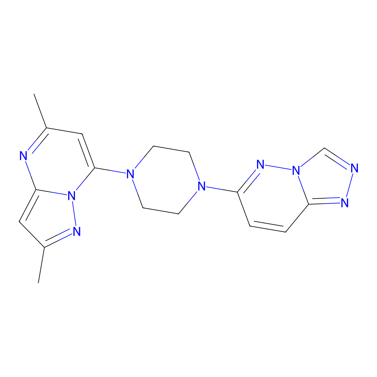 1-{2,5-Dimethylpyrazolo[1,5-a]pyrimidin-7-yl}-4-{[1,2,4]triazolo[4,3-b]pyridazin-6-yl}piperazine molecular structure, CAS 2380190-57-6
