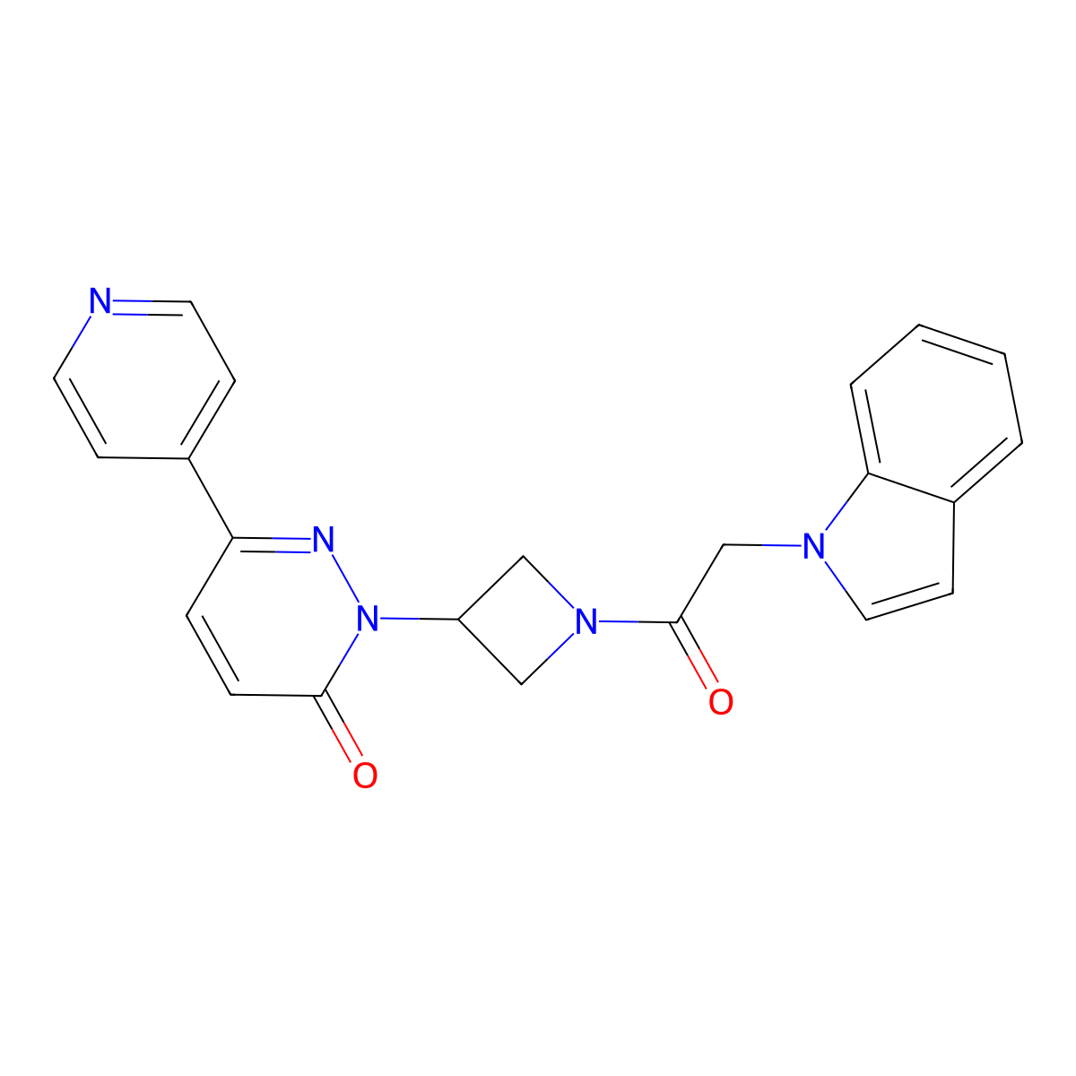 2-{1-[2-(1H-indol-1-yl)acetyl]azetidin-3-yl}-6-(pyridin-4-yl)-2,3-dihydropyridazin-3-one molecular structure, CAS 2380190-63-4