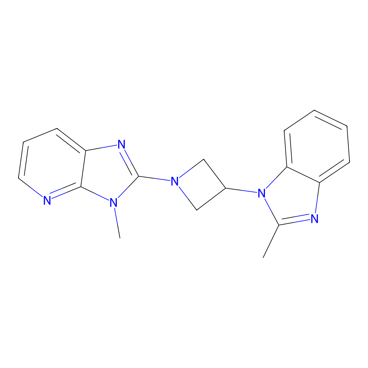 2-methyl-1-(1-{3-methyl-3H-imidazo[4,5-b]pyridin-2-yl}azetidin-3-yl)-1H-1,3-benzodiazole molecular structure, CAS 2380190-69-0