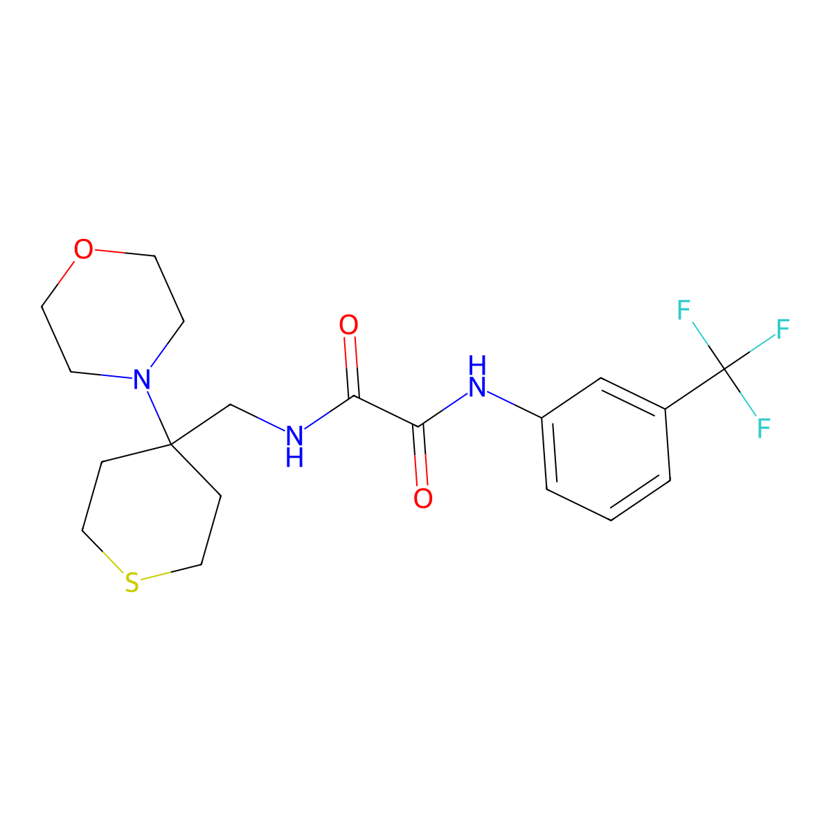 N-{[4-(morpholin-4-yl)thian-4-yl]methyl}-N'-[3-(trifluoromethyl)phenyl]ethanediamide molecular structure, CAS 2380190-70-3