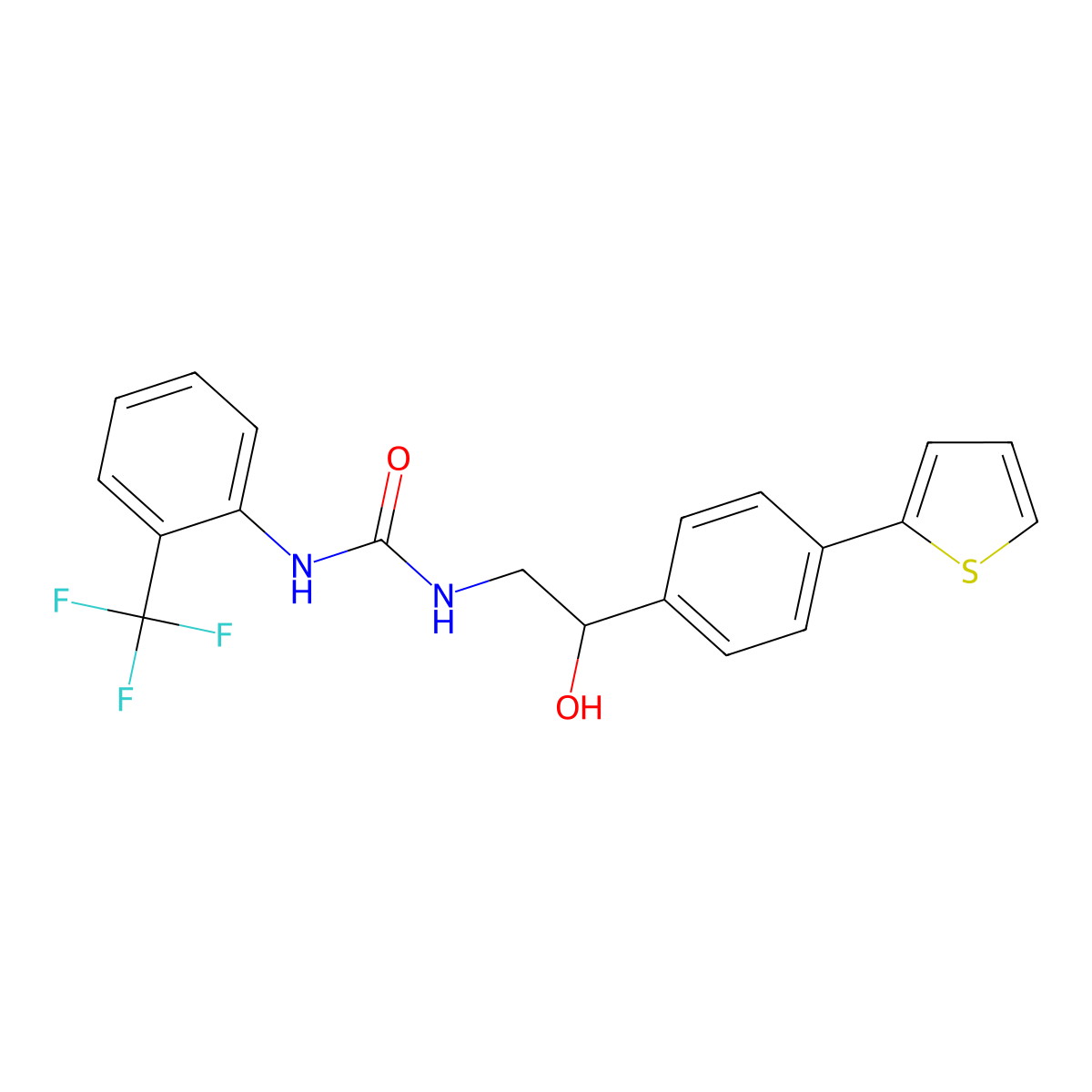 1-{2-Hydroxy-2-[4-(thiophen-2-yl)phenyl]ethyl}-3-[2-(trifluoromethyl)phenyl]urea molecular structure, CAS 2380190-73-6