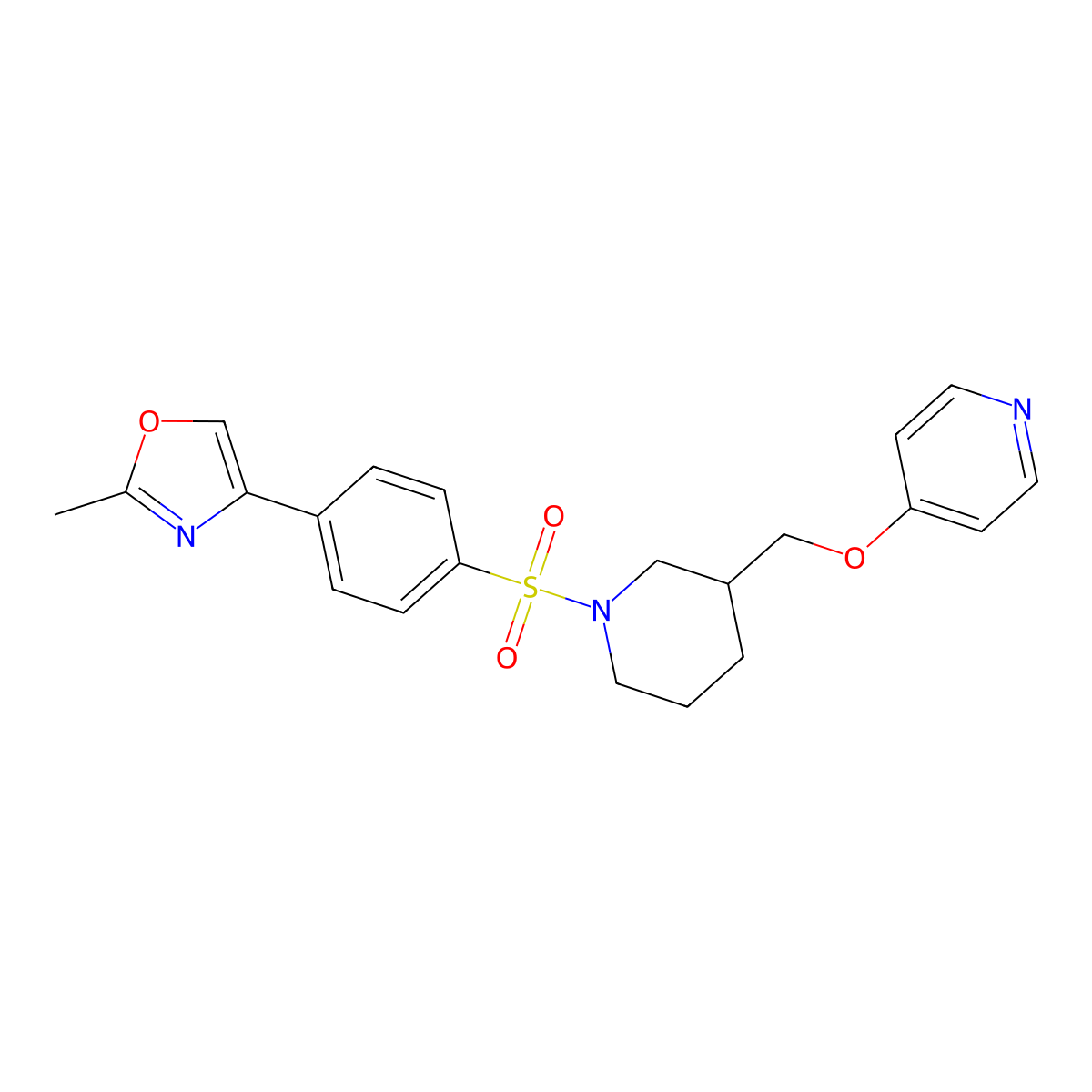 4-({1-[4-(2-Methyl-1,3-oxazol-4-yl)benzenesulfonyl]piperidin-3-yl}methoxy)pyridine molecular structure, CAS 2380190-74-7
