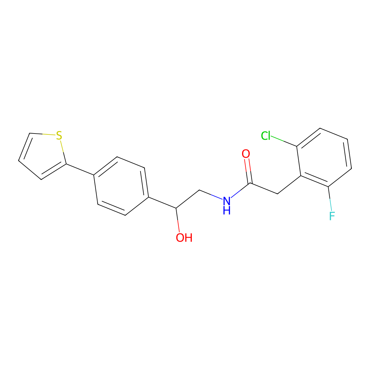 2-(2-chloro-6-fluorophenyl)-N-{2-hydroxy-2-[4-(thiophen-2-yl)phenyl]ethyl}acetamide molecular structure, CAS 2380190-76-9