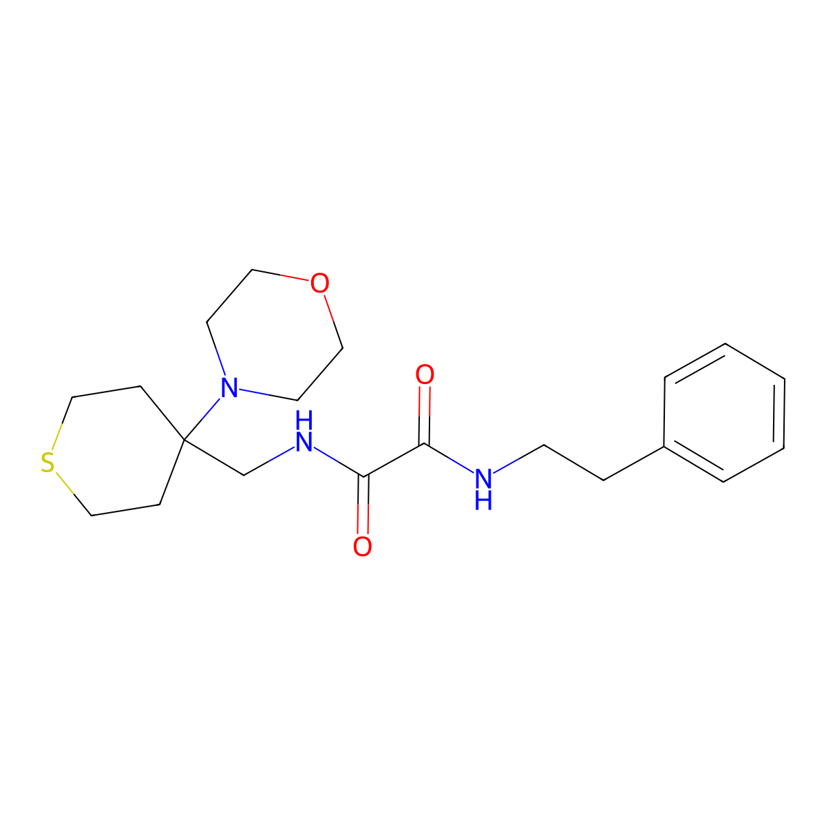 N-{[4-(morpholin-4-yl)thian-4-yl]methyl}-N'-(2-phenylethyl)ethanediamide molecular structure, CAS 2380190-77-0