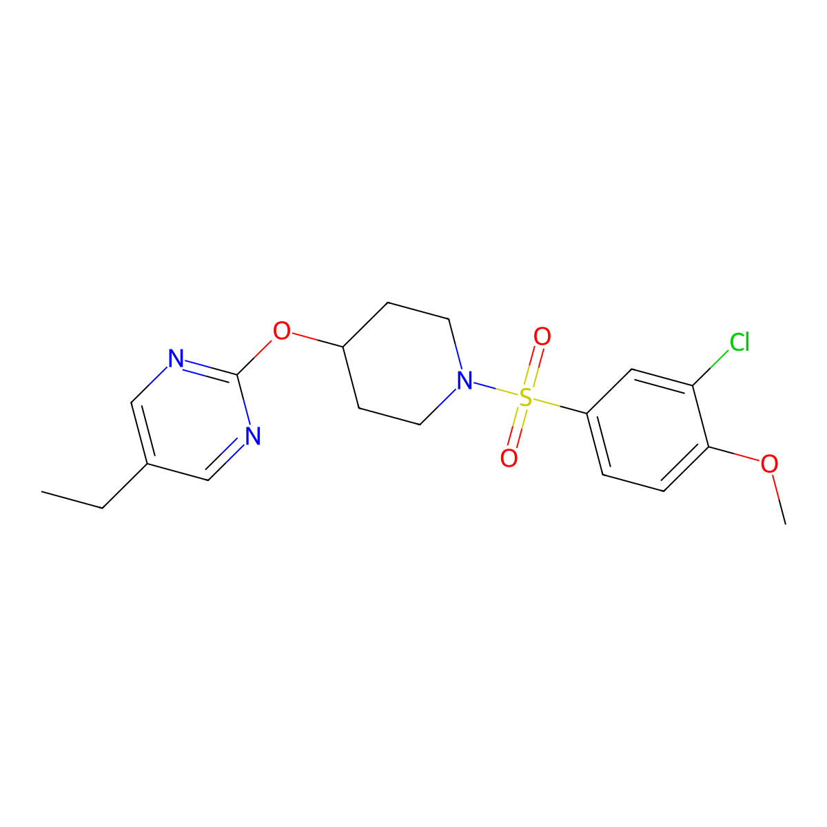 2-{[1-(3-Chloro-4-methoxybenzenesulfonyl)piperidin-4-yl]oxy}-5-ethylpyrimidine molecular structure, CAS 2380190-79-2