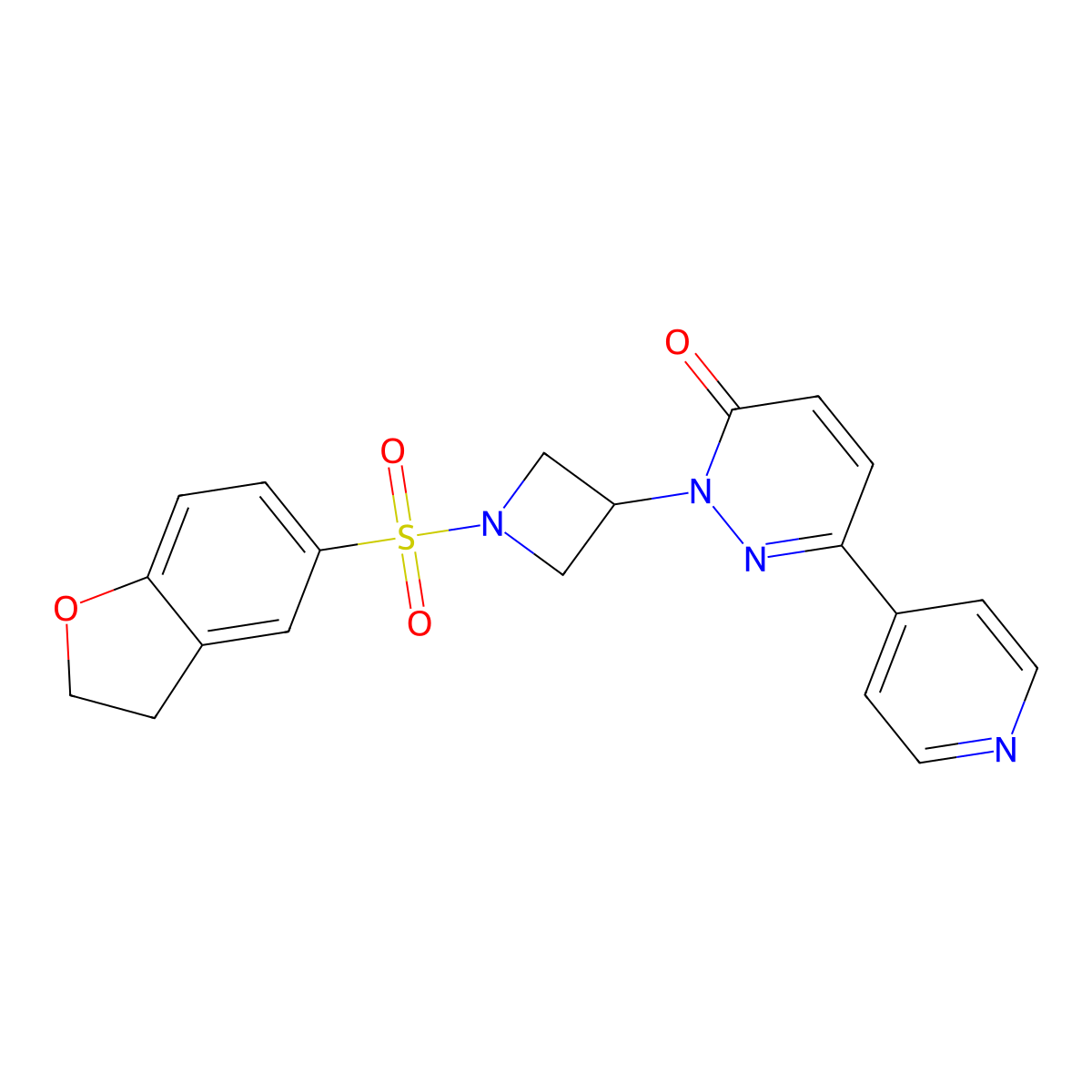 2-[1-(2,3-Dihydro-1-benzofuran-5-sulfonyl)azetidin-3-yl]-6-(pyridin-4-yl)-2,3-dihydropyridazin-3-one molecular structure, CAS 2380190-87-2