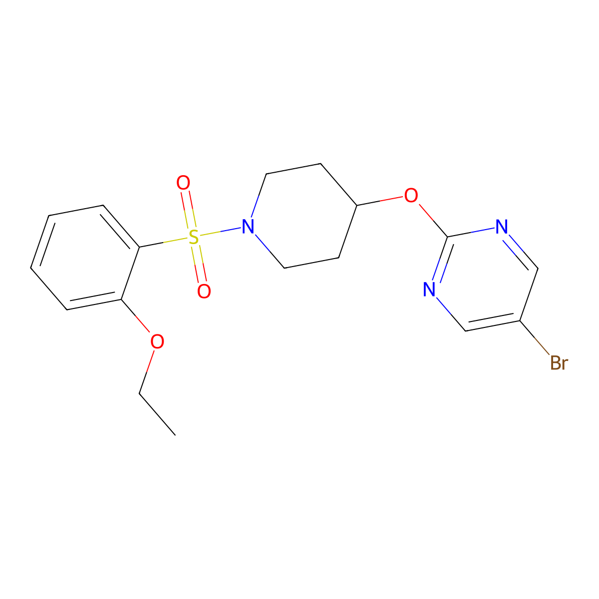 5-Bromo-2-{[1-(2-ethoxybenzenesulfonyl)piperidin-4-yl]oxy}pyrimidine molecular structure, CAS 2380190-88-3
