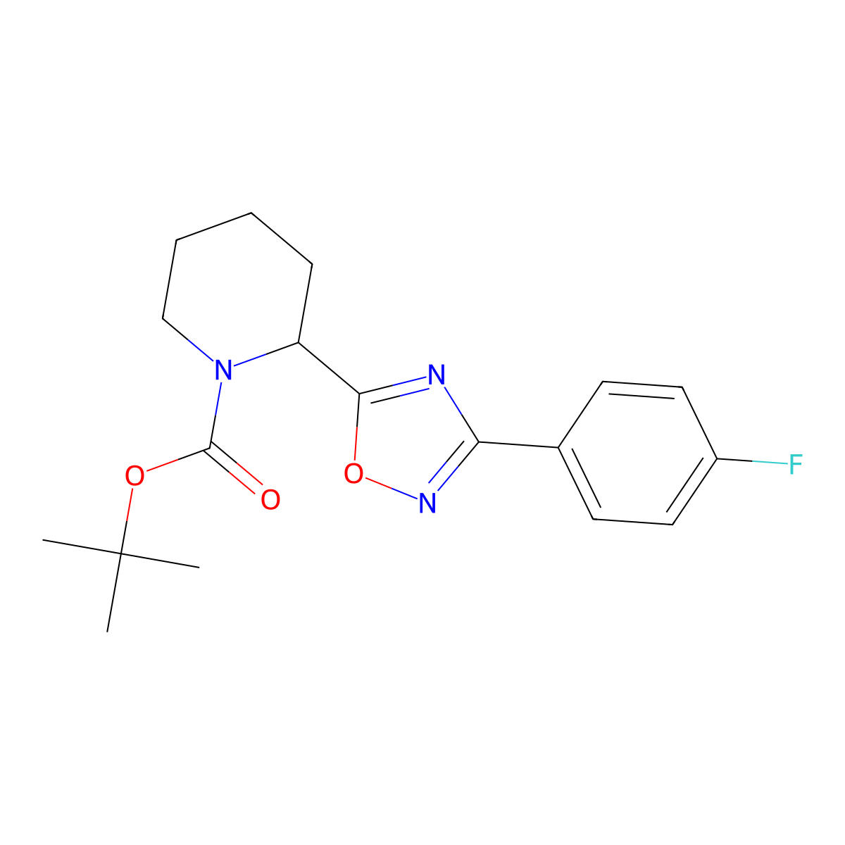 Tert-butyl 2-[3-(4-fluorophenyl)-1,2,4-oxadiazol-5-yl]piperidine-1-carboxylate molecular structure, CAS 2380190-89-4