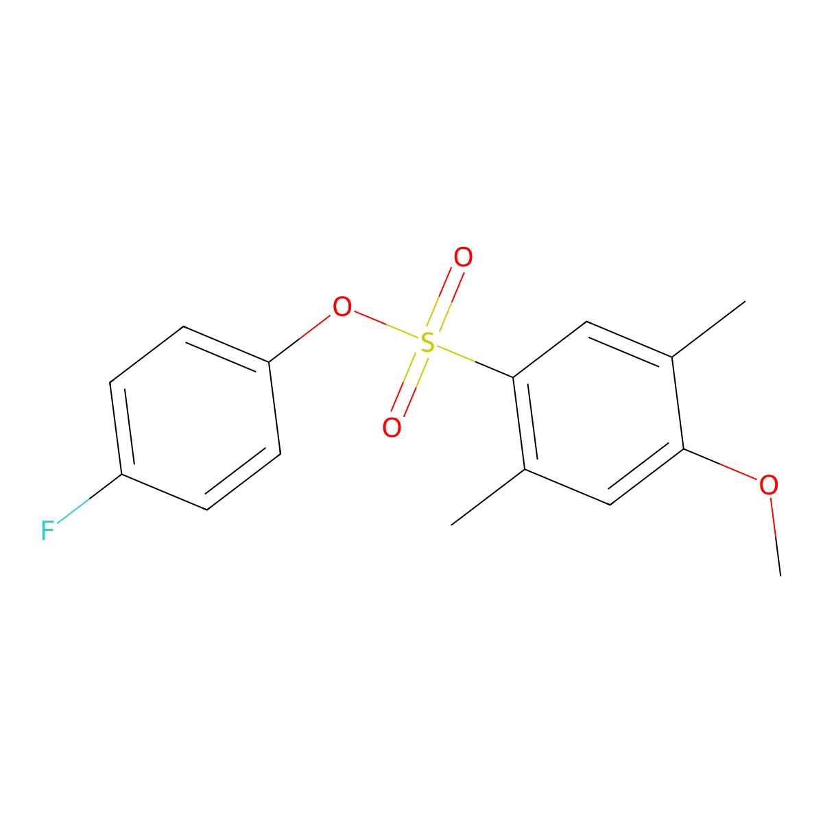 4-Fluorophenyl 4-methoxy-2,5-dimethylbenzene-1-sulfonate molecular structure, CAS 2380190-90-7