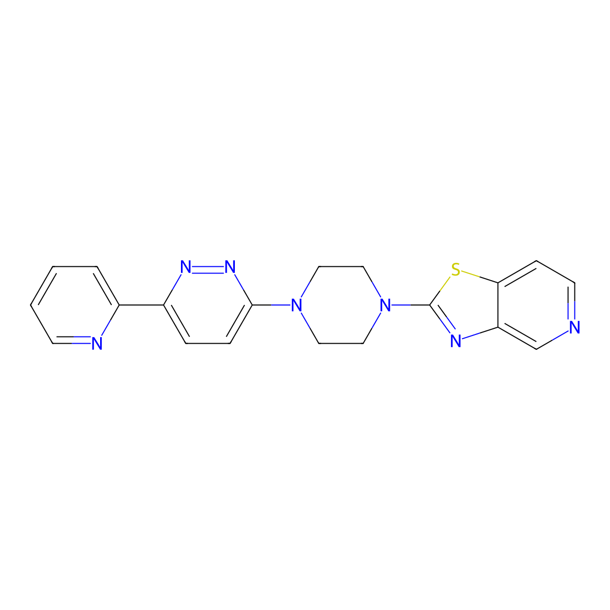 3-(Pyridin-2-yl)-6-(4-{[1,3]thiazolo[4,5-c]pyridin-2-yl}piperazin-1-yl)pyridazine molecular structure, CAS 2380191-02-4