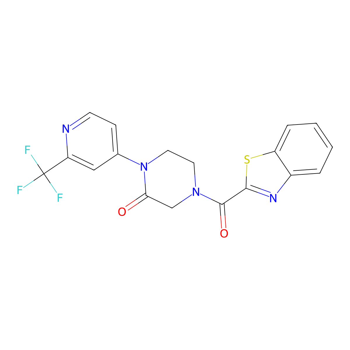 4-(1,3-Benzothiazole-2-carbonyl)-1-[2-(trifluoromethyl)pyridin-4-yl]piperazin-2-one molecular structure, CAS 2380191-10-4