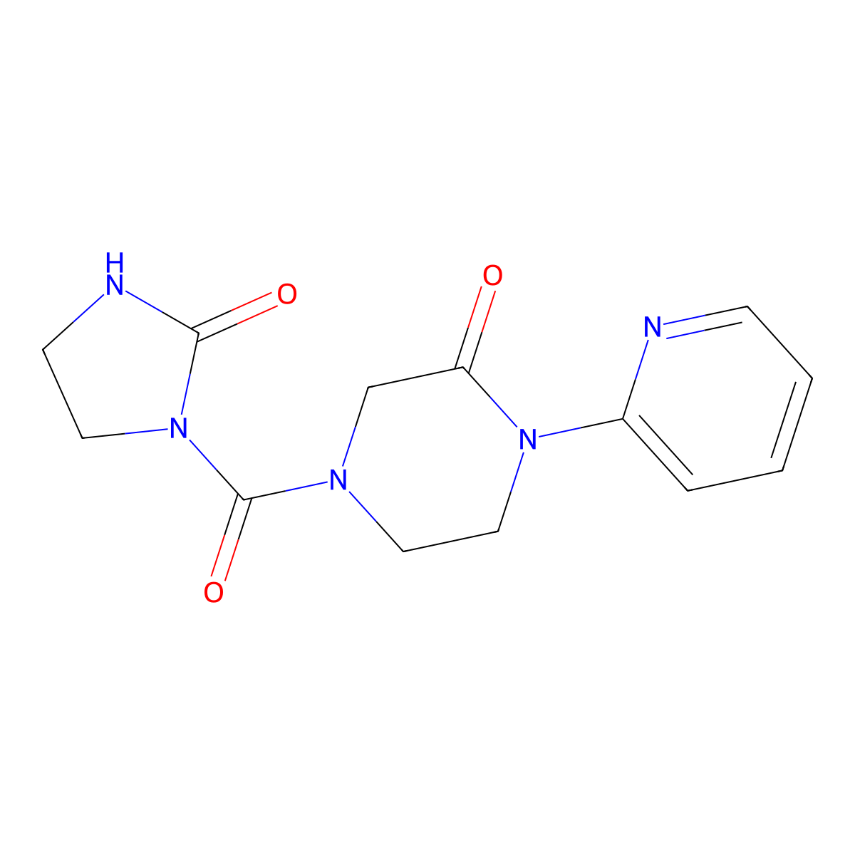 4-(2-Oxoimidazolidine-1-carbonyl)-1-(pyridin-2-yl)piperazin-2-one molecular structure, CAS 2380191-18-2