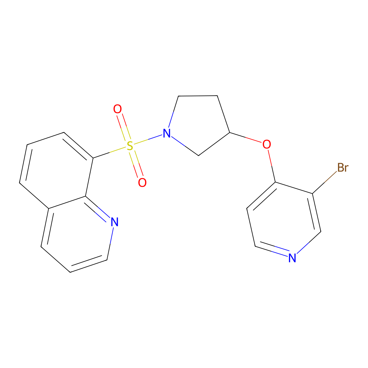 8-({3-[(3-Bromopyridin-4-yl)oxy]pyrrolidin-1-yl}sulfonyl)quinoline molecular structure, CAS 2380191-21-7
