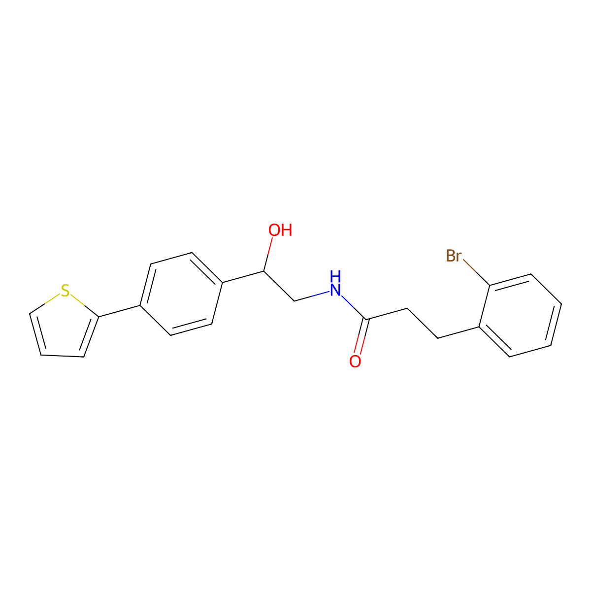 3-(2-bromophenyl)-N-{2-hydroxy-2-[4-(thiophen-2-yl)phenyl]ethyl}propanamide molecular structure, CAS 2380191-24-0