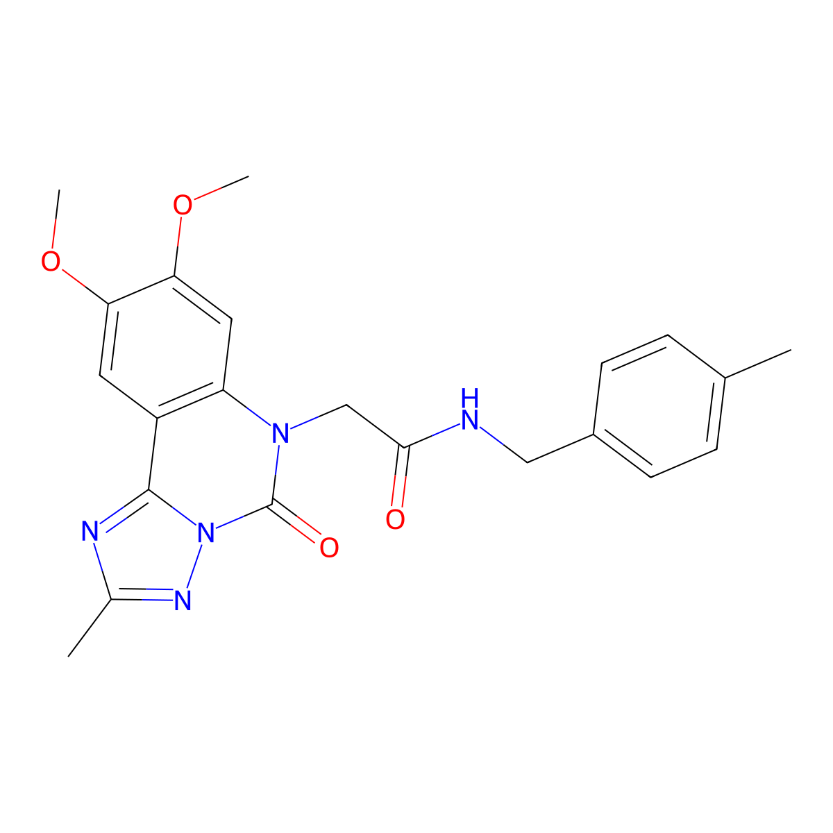2-{8,9-dimethoxy-2-methyl-5-oxo-5H,6H-[1,2,4]triazolo[1,5-c]quinazolin-6-yl}-N-[(4-methylphenyl)methyl]acetamide molecular structure, CAS 2380191-26-2