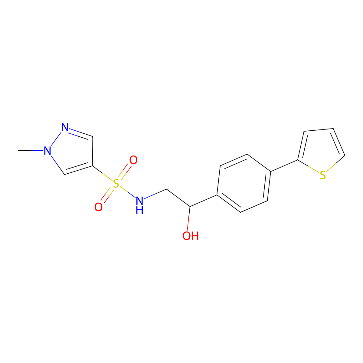 N-{2-hydroxy-2-[4-(thiophen-2-yl)phenyl]ethyl}-1-methyl-1H-pyrazole-4-sulfonamide molecular structure, CAS 2380191-29-5