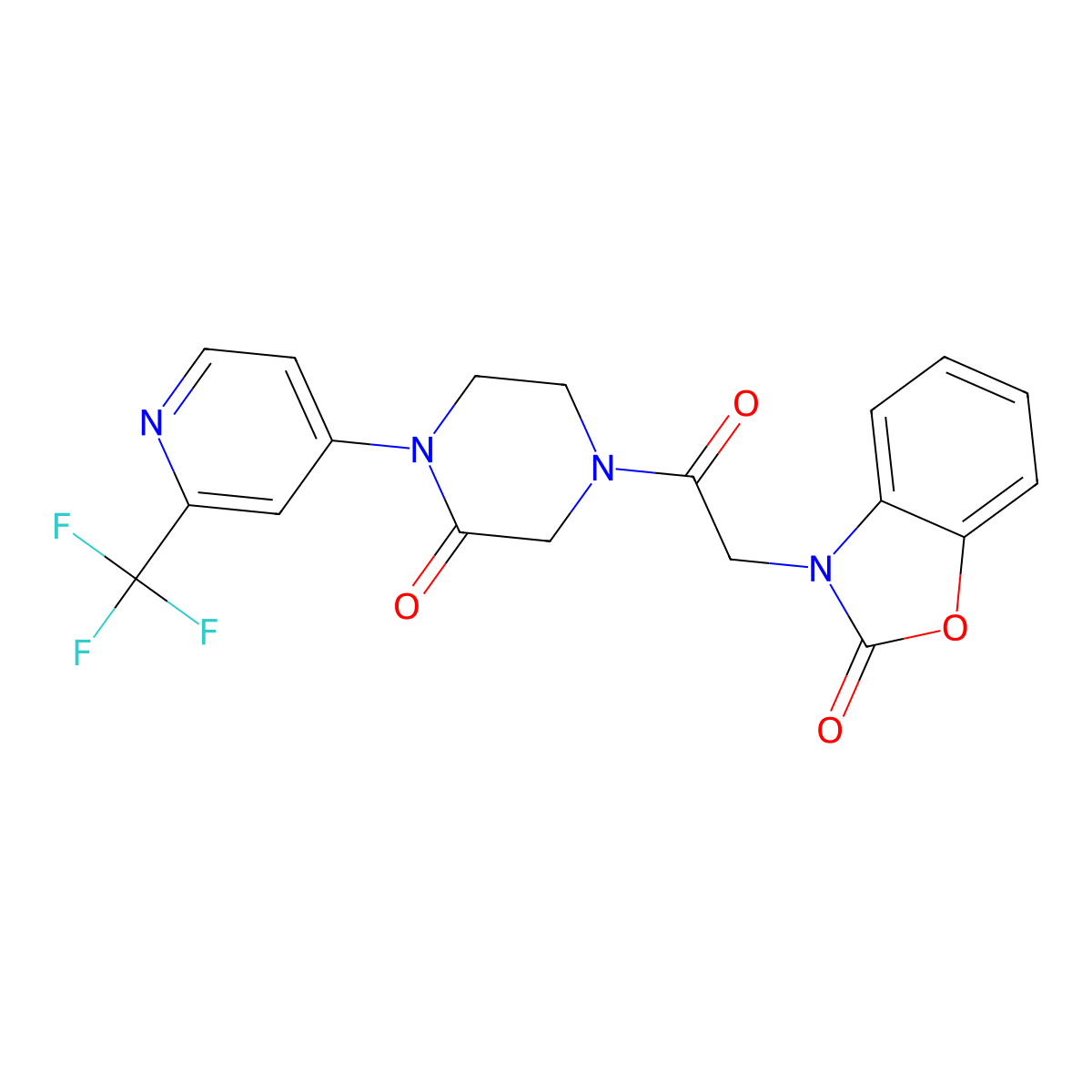 3-(2-Oxo-2-{3-oxo-4-[2-(trifluoromethyl)pyridin-4-yl]piperazin-1-yl}ethyl)-2,3-dihydro-1,3-benzoxazol-2-one molecular structure, CAS 2380191-30-8