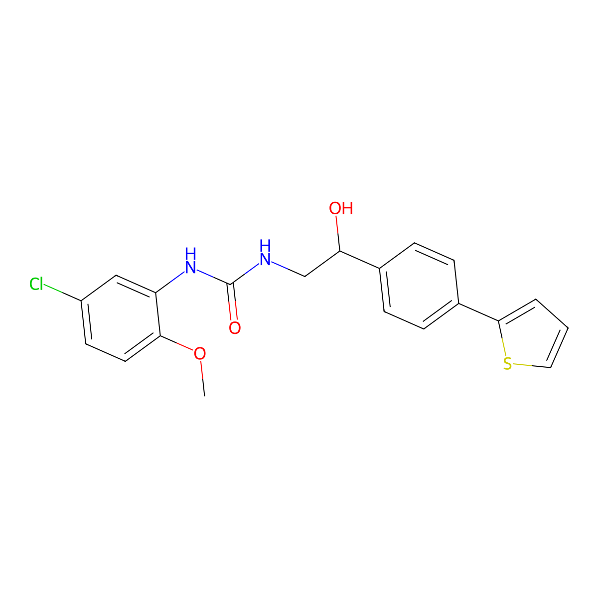3-(5-Chloro-2-methoxyphenyl)-1-{2-hydroxy-2-[4-(thiophen-2-yl)phenyl]ethyl}urea molecular structure, CAS 2380191-31-9