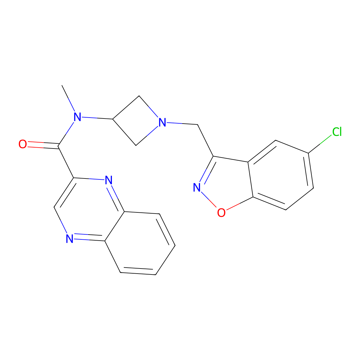 N-{1-[(5-chloro-1,2-benzoxazol-3-yl)methyl]azetidin-3-yl}-N-methylquinoxaline-2-carboxamide molecular structure, CAS 2380191-34-2