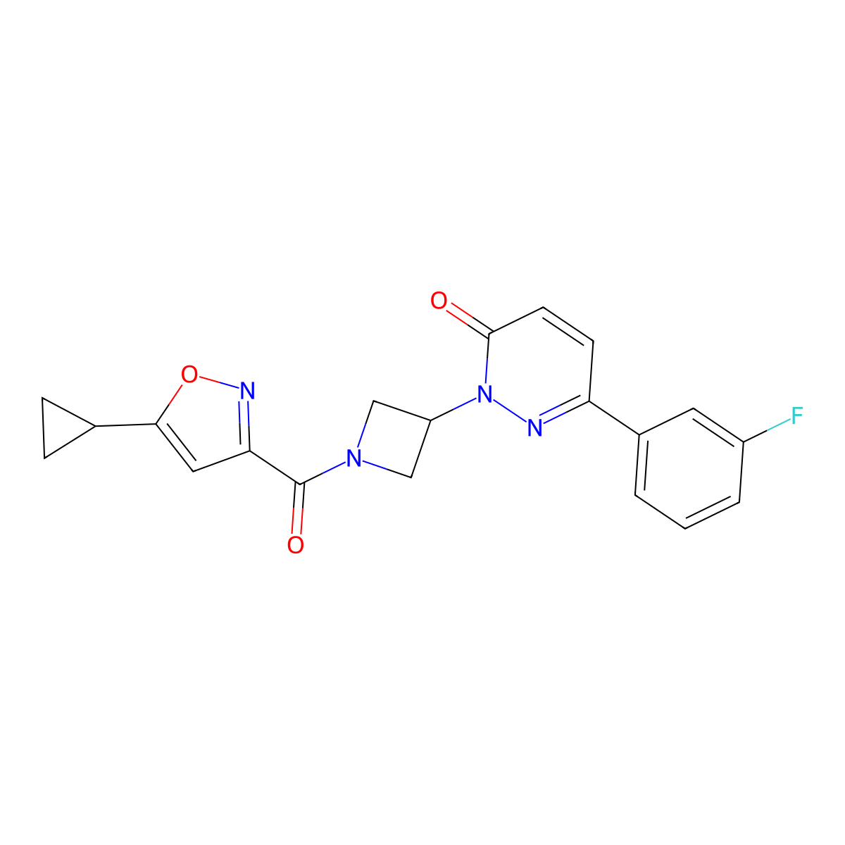 2-[1-(5-Cyclopropyl-1,2-oxazole-3-carbonyl)azetidin-3-yl]-6-(3-fluorophenyl)-2,3-dihydropyridazin-3-one molecular structure, CAS 2380191-35-3