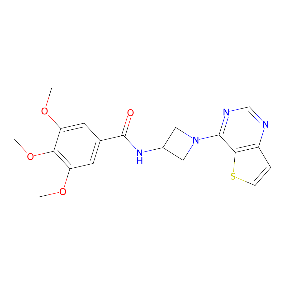 3,4,5-trimethoxy-N-(1-{thieno[3,2-d]pyrimidin-4-yl}azetidin-3-yl)benzamide molecular structure, CAS 2380191-36-4