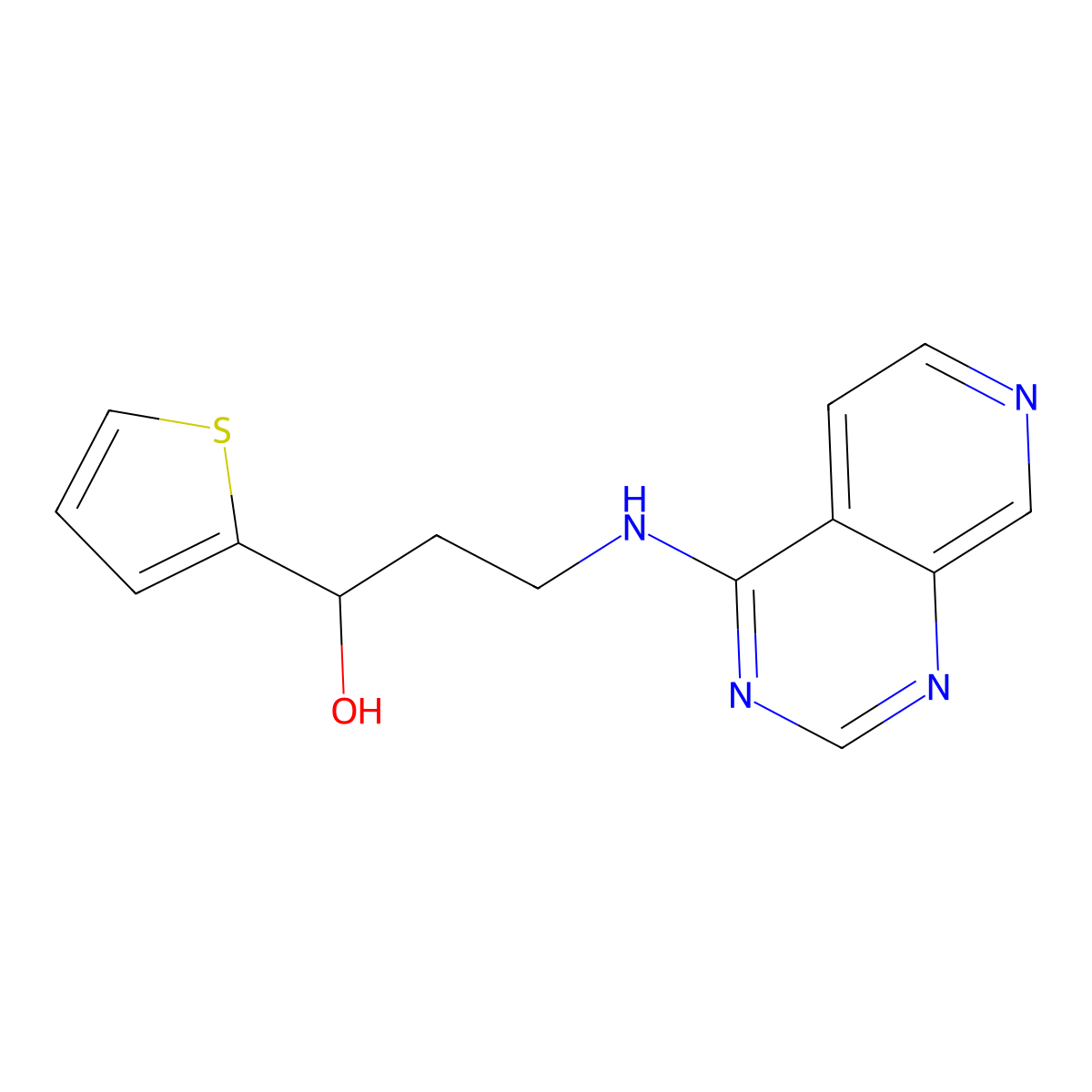 3-({Pyrido[3,4-d]pyrimidin-4-yl}amino)-1-(thiophen-2-yl)propan-1-ol molecular structure, CAS 2380191-37-5