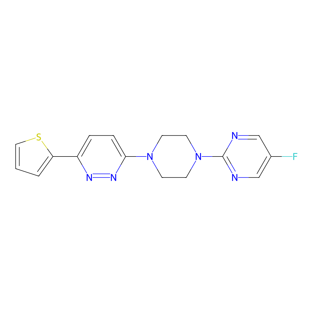 3-[4-(5-Fluoropyrimidin-2-yl)piperazin-1-yl]-6-(thiophen-2-yl)pyridazine molecular structure, CAS 2380191-41-1