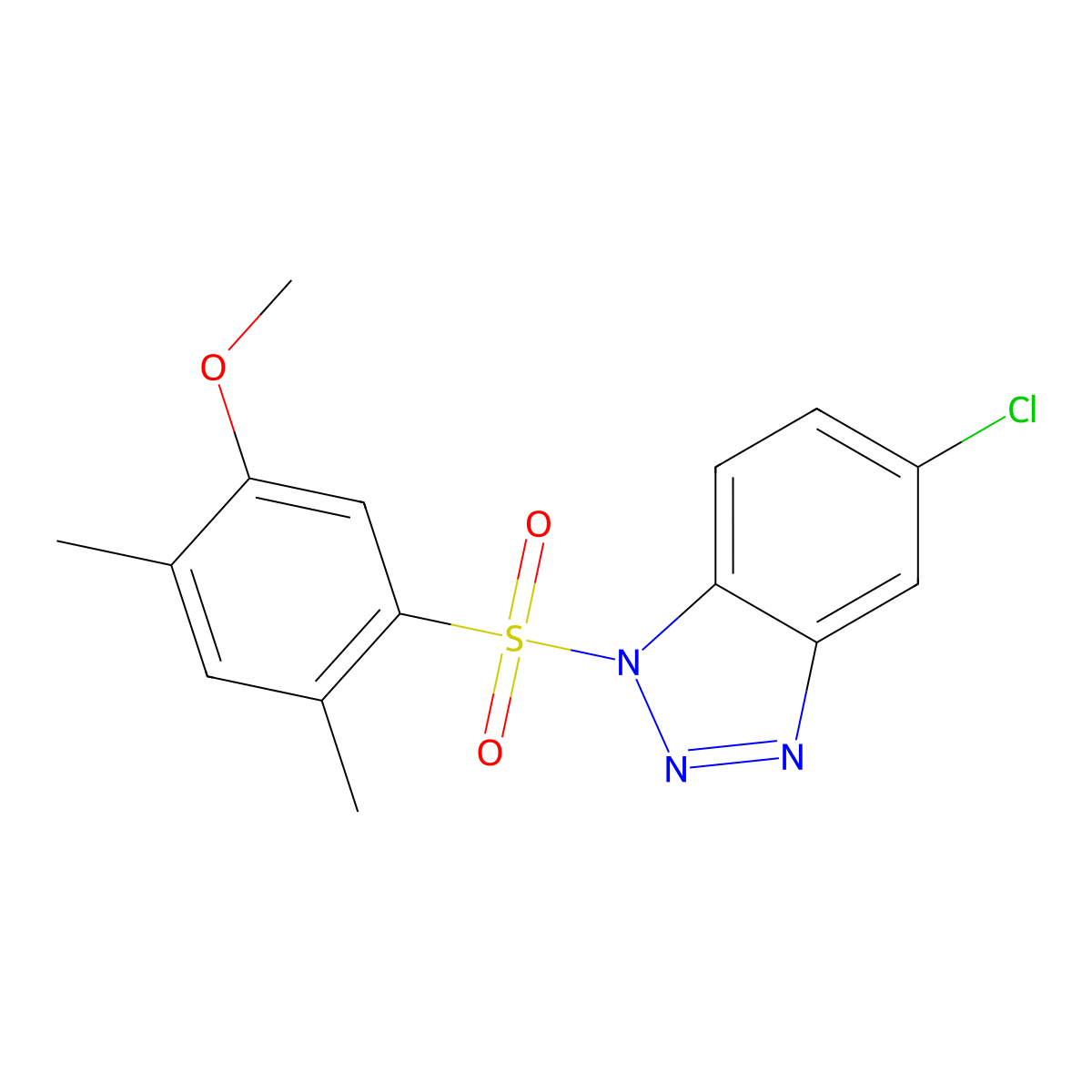 5-chloro-1-(5-methoxy-2,4-dimethylbenzenesulfonyl)-1H-1,2,3-benzotriazole molecular structure, CAS 2380191-44-4