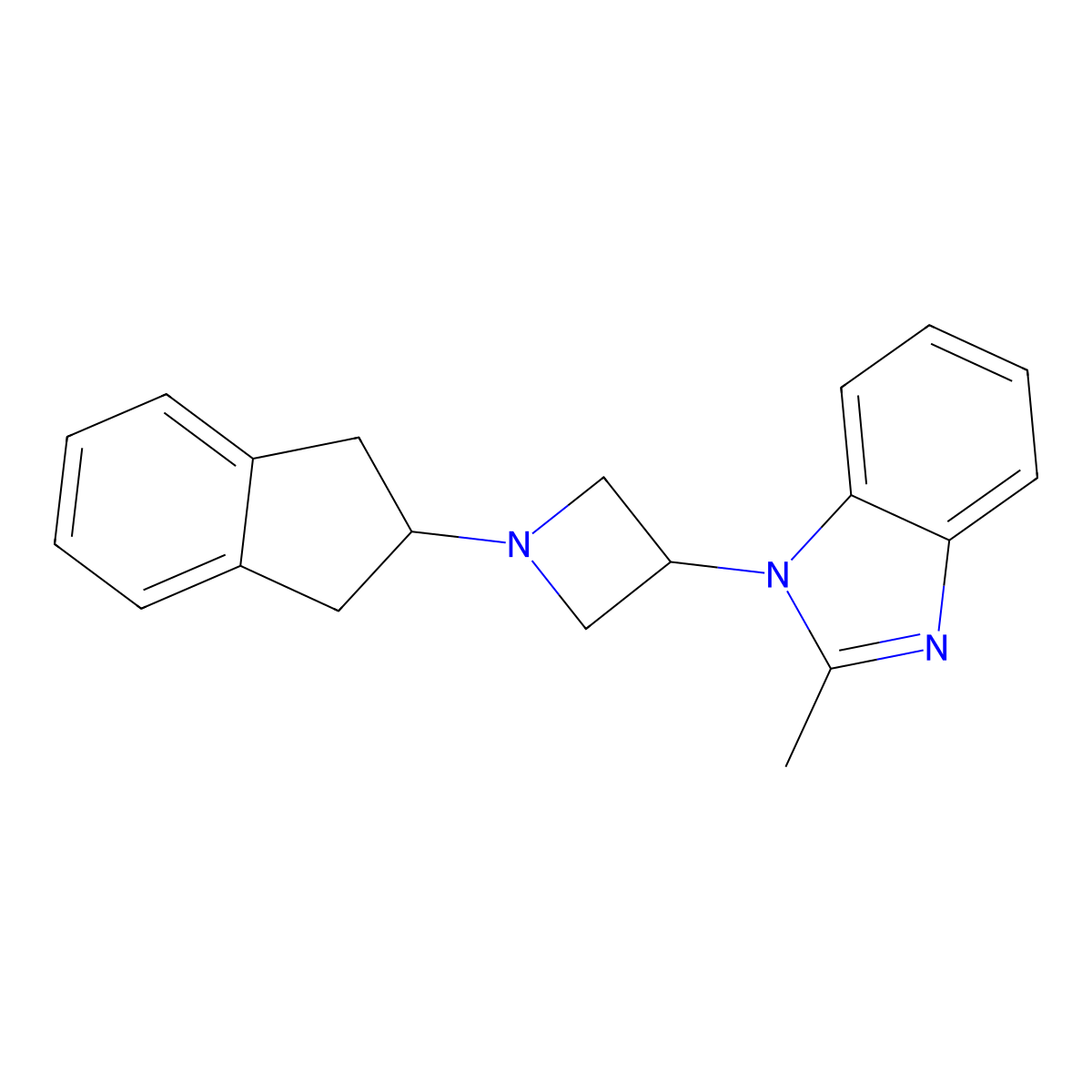 1-[1-(2,3-dihydro-1H-inden-2-yl)azetidin-3-yl]-2-methyl-1H-1,3-benzodiazole molecular structure, CAS 2380191-47-7