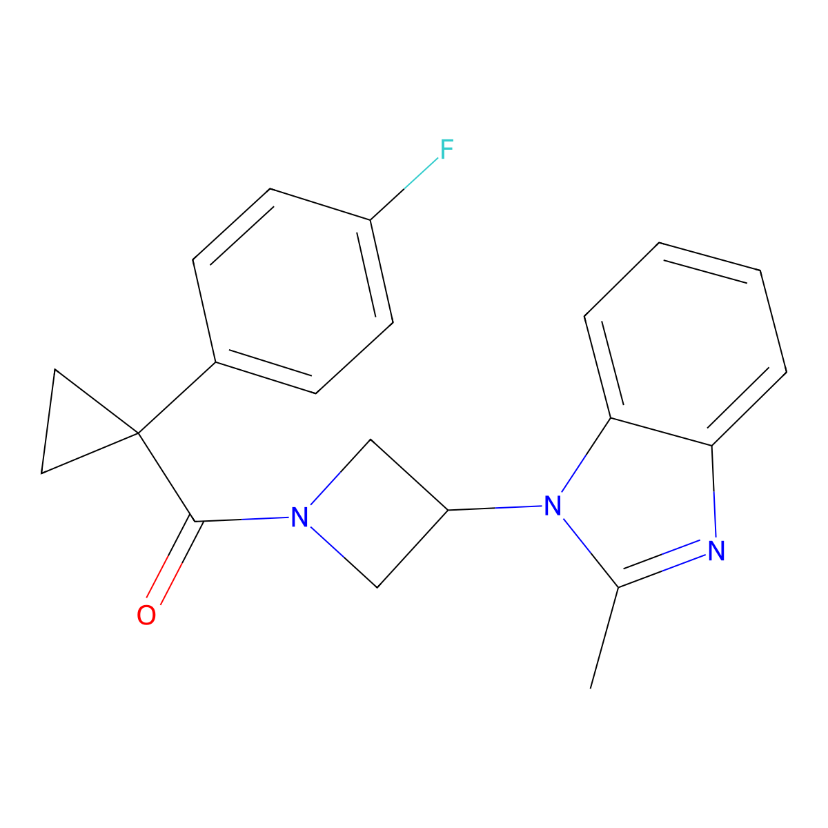 [1-(4-Fluorophenyl)cyclopropyl]-[3-(2-methylbenzimidazol-1-yl)azetidin-1-yl]methanone molecular structure, CAS 2380191-50-2