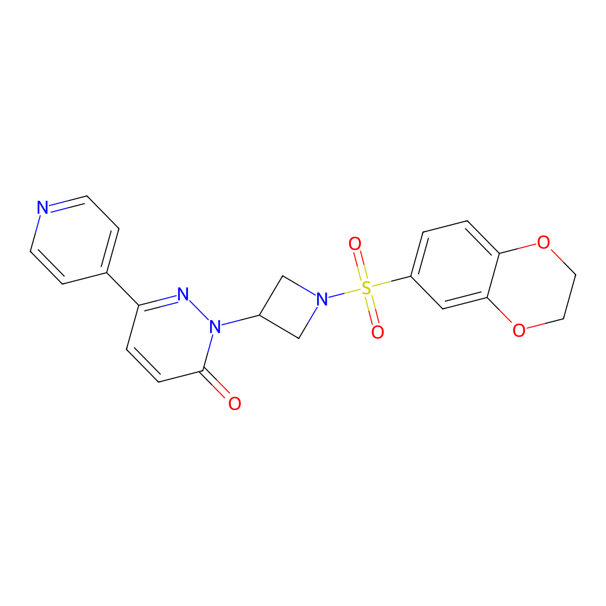 2-[1-(2,3-Dihydro-1,4-benzodioxine-6-sulfonyl)azetidin-3-yl]-6-(pyridin-4-yl)-2,3-dihydropyridazin-3-one molecular structure, CAS 2380191-52-4