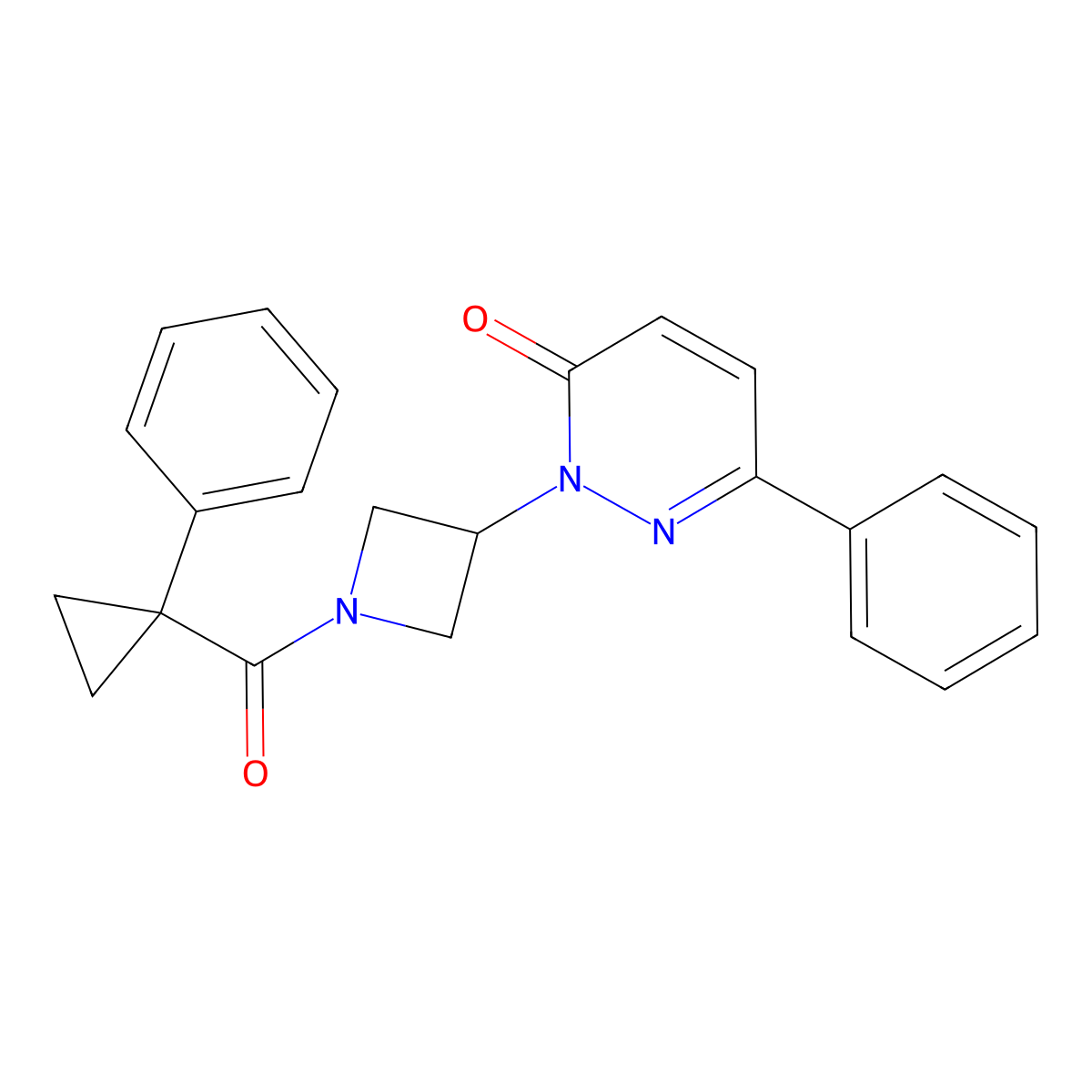 6-Phenyl-2-[1-(1-phenylcyclopropanecarbonyl)azetidin-3-yl]-2,3-dihydropyridazin-3-one molecular structure, CAS 2380191-60-4
