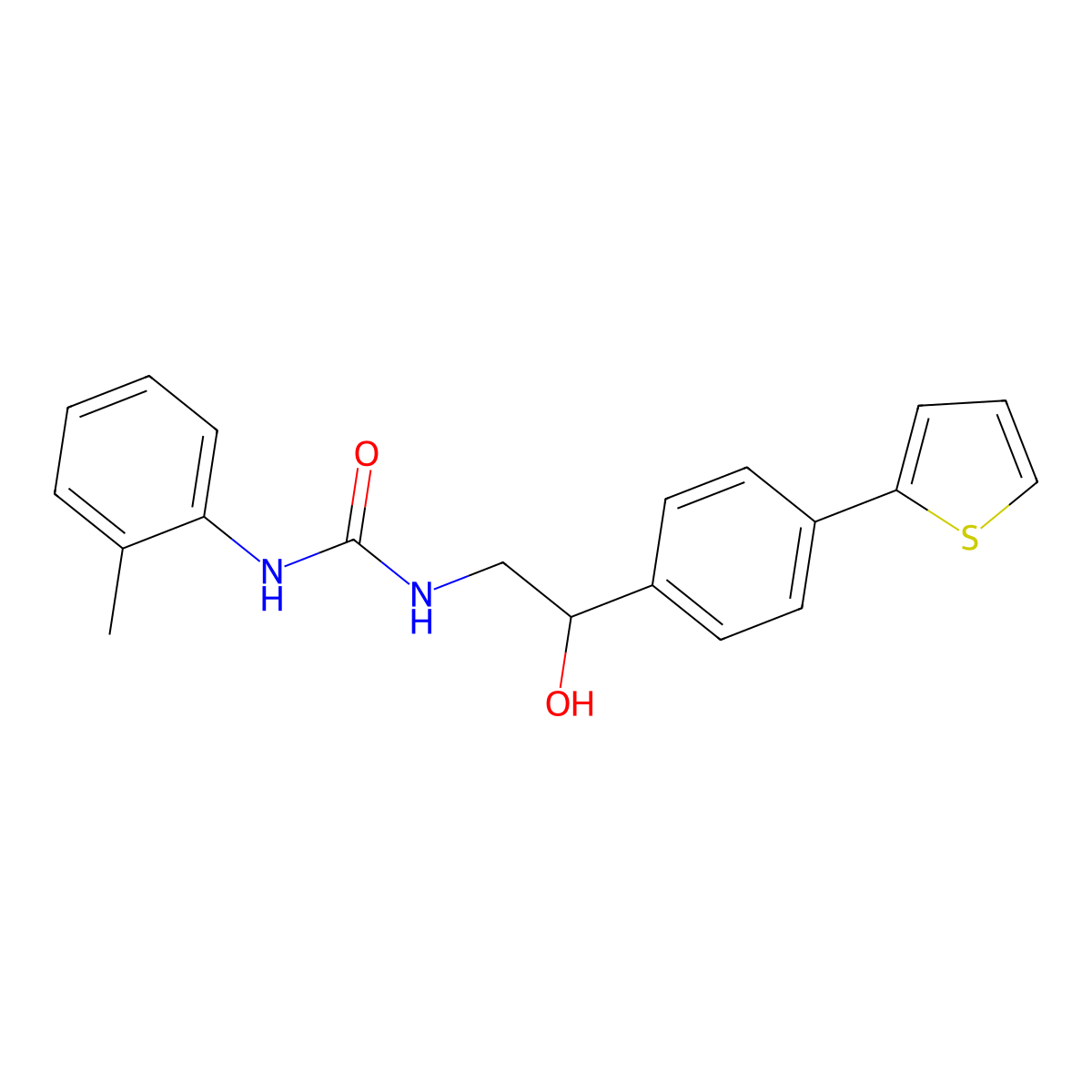 1-{2-Hydroxy-2-[4-(thiophen-2-yl)phenyl]ethyl}-3-(2-methylphenyl)urea molecular structure, CAS 2380191-62-6