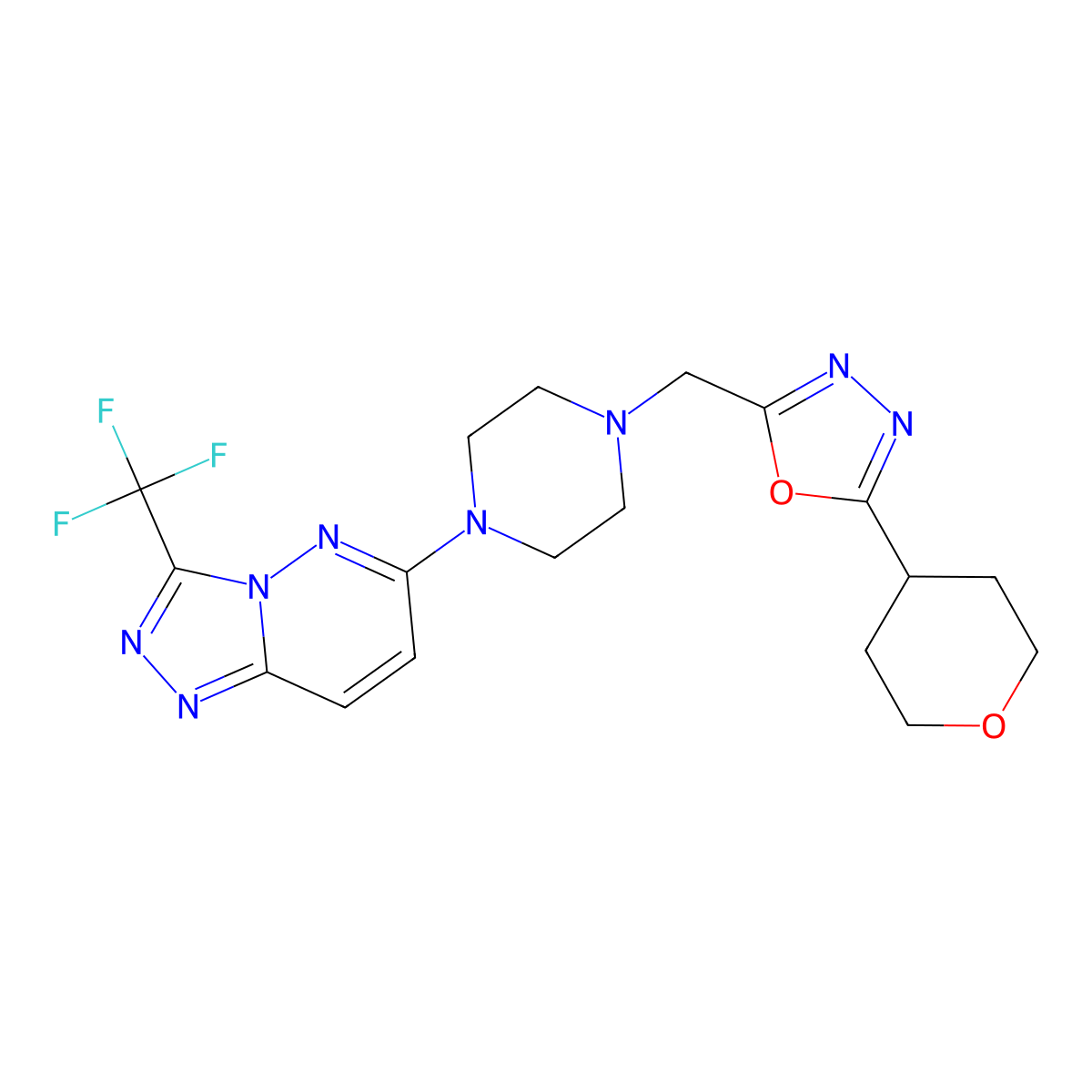 1-{[5-(Oxan-4-yl)-1,3,4-oxadiazol-2-yl]methyl}-4-[3-(trifluoromethyl)-[1,2,4]triazolo[4,3-b]pyridazin-6-yl]piperazine molecular structure, CAS 2380191-64-8