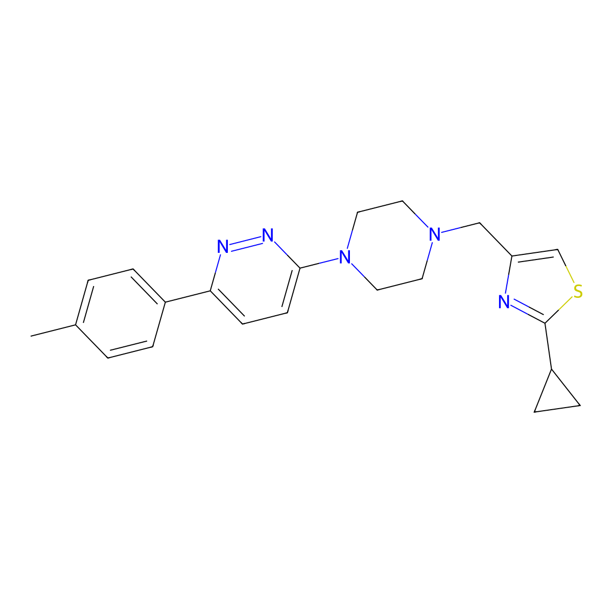 3-{4-[(2-Cyclopropyl-1,3-thiazol-4-yl)methyl]piperazin-1-yl}-6-(4-methylphenyl)pyridazine molecular structure, CAS 2380191-69-3