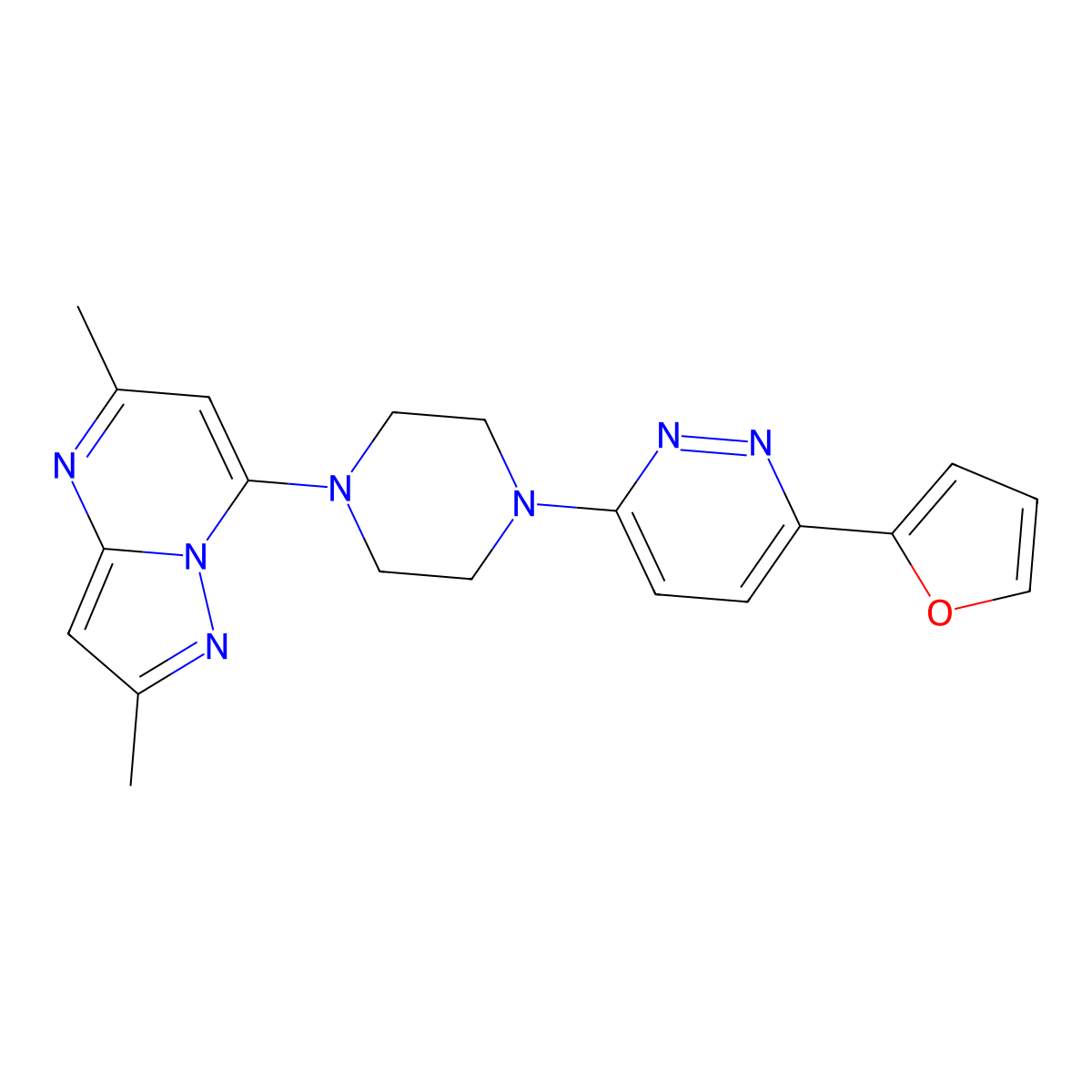 3-(4-{2,5-Dimethylpyrazolo[1,5-a]pyrimidin-7-yl}piperazin-1-yl)-6-(furan-2-yl)pyridazine molecular structure, CAS 2380191-71-7