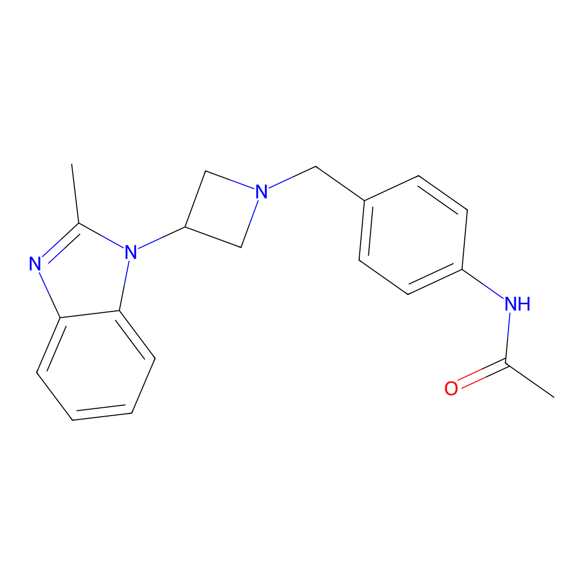 N-(4-{[3-(2-methyl-1H-1,3-benzodiazol-1-yl)azetidin-1-yl]methyl}phenyl)acetamide molecular structure, CAS 2380191-74-0