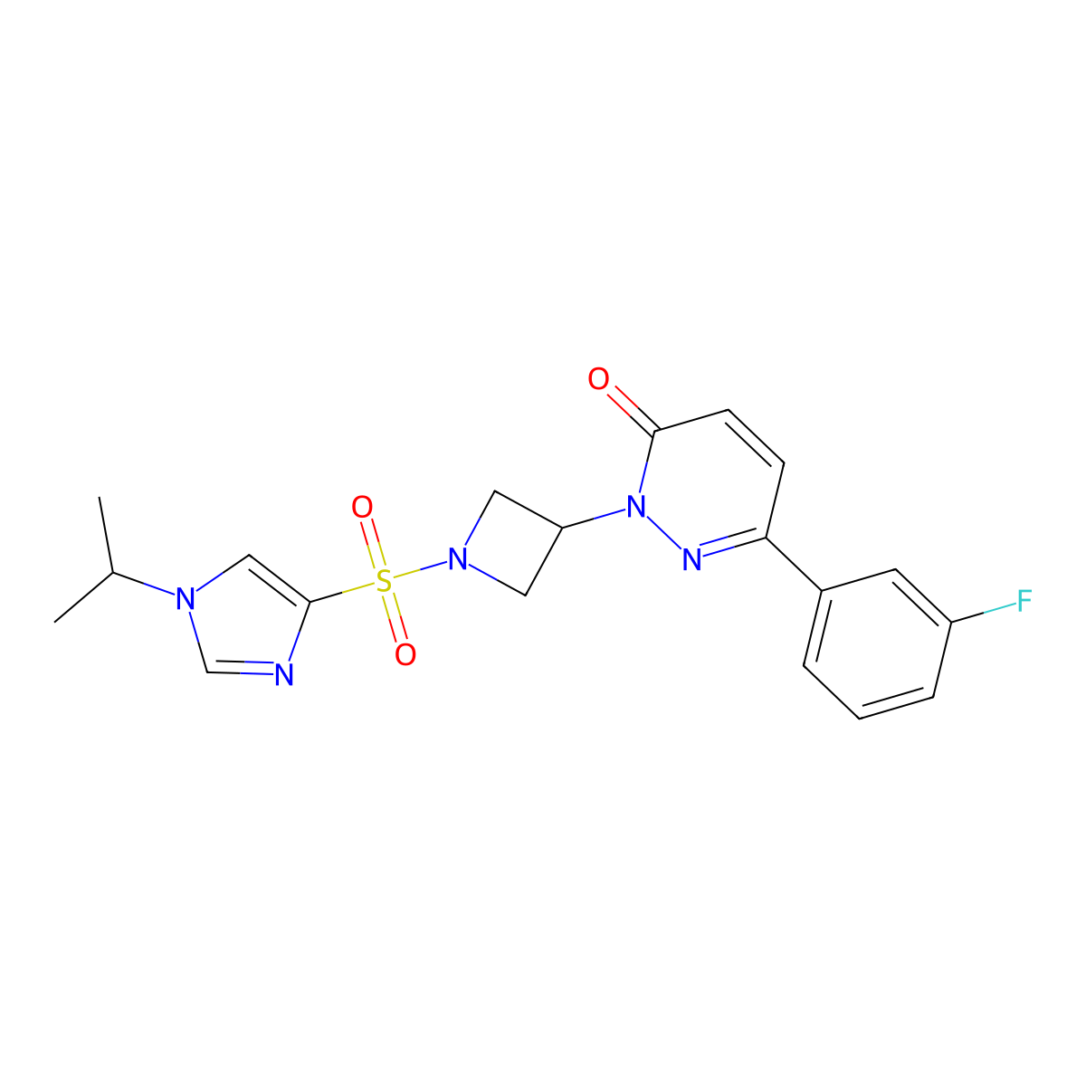 6-(3-fluorophenyl)-2-(1-{[1-(propan-2-yl)-1H-imidazol-4-yl]sulfonyl}azetidin-3-yl)-2,3-dihydropyridazin-3-one molecular structure, CAS 2380191-76-2